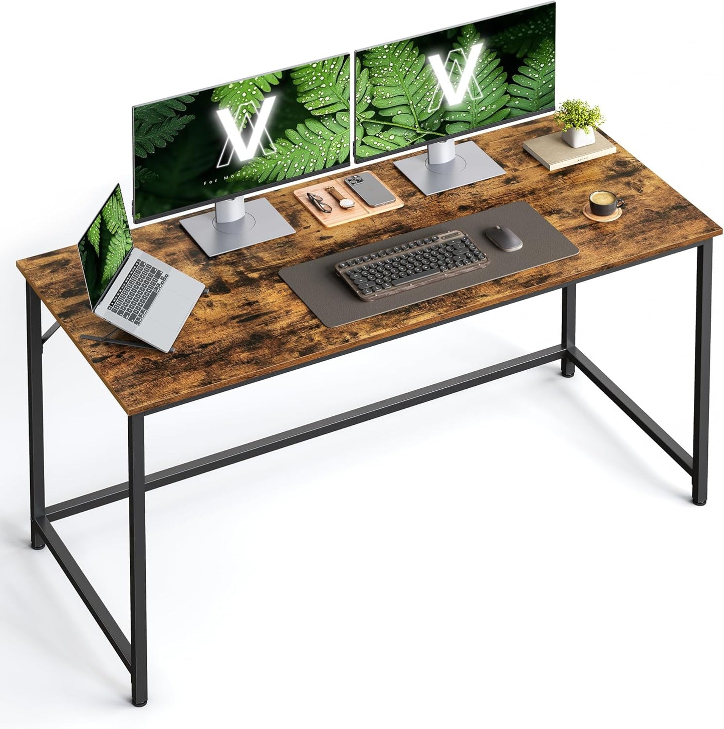 Computer Desk, 39.4-Inch Writing Desk, Home Office Small Study Workstation, Industrial Style PC Laptop Table, Simple Assembly, Steel Frame, Rustic Brown and Black