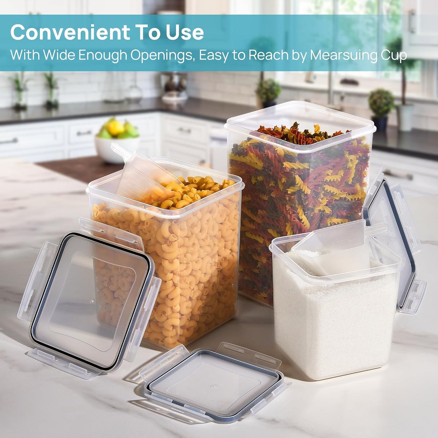 10 PCS Flour and Sugar Storage Container, Large Airtight Food Canisters with Lids for Kitchen, Pantry Organization, BPA Free, Black