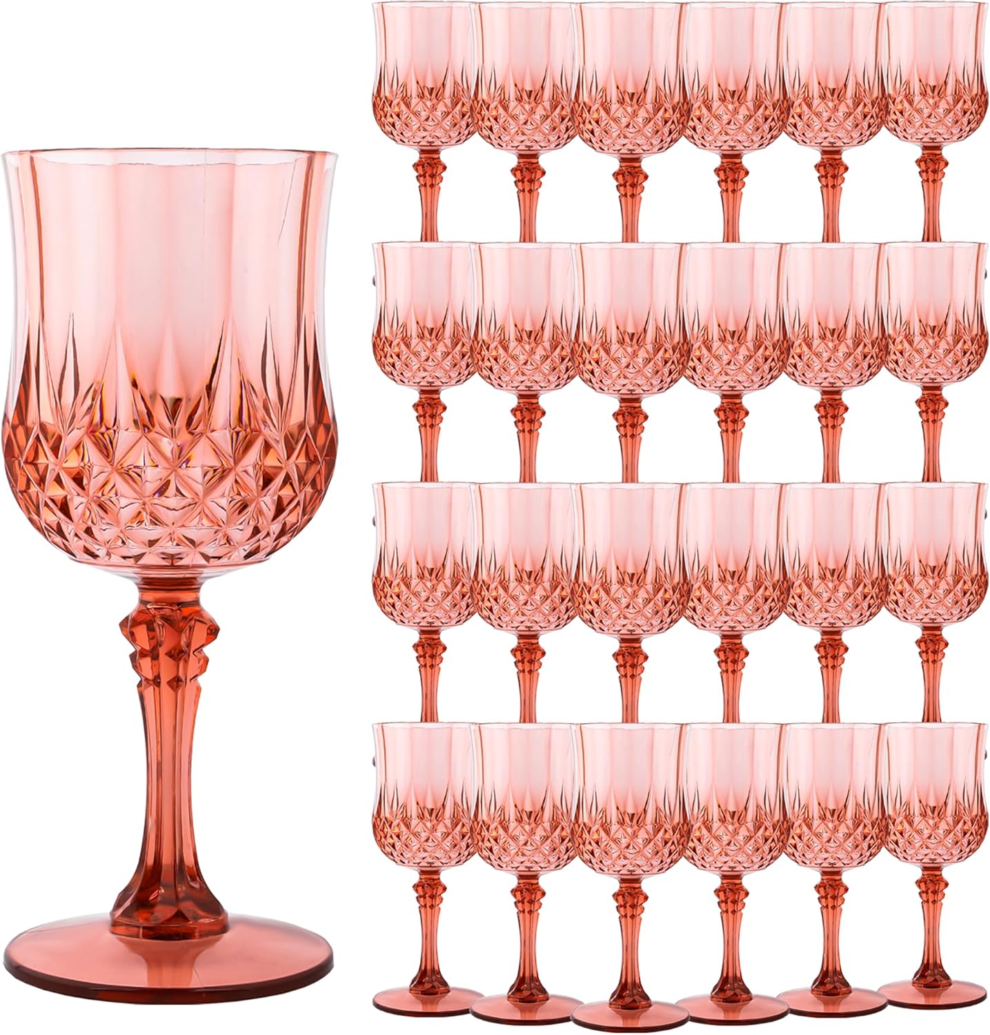 Transparent Plastic Wine Glasses,Transparent Plastic Goblets for Parties,Transparent Drinking Glasses for Wedding Reception, Grand Event Party Supplies (24, transparent)