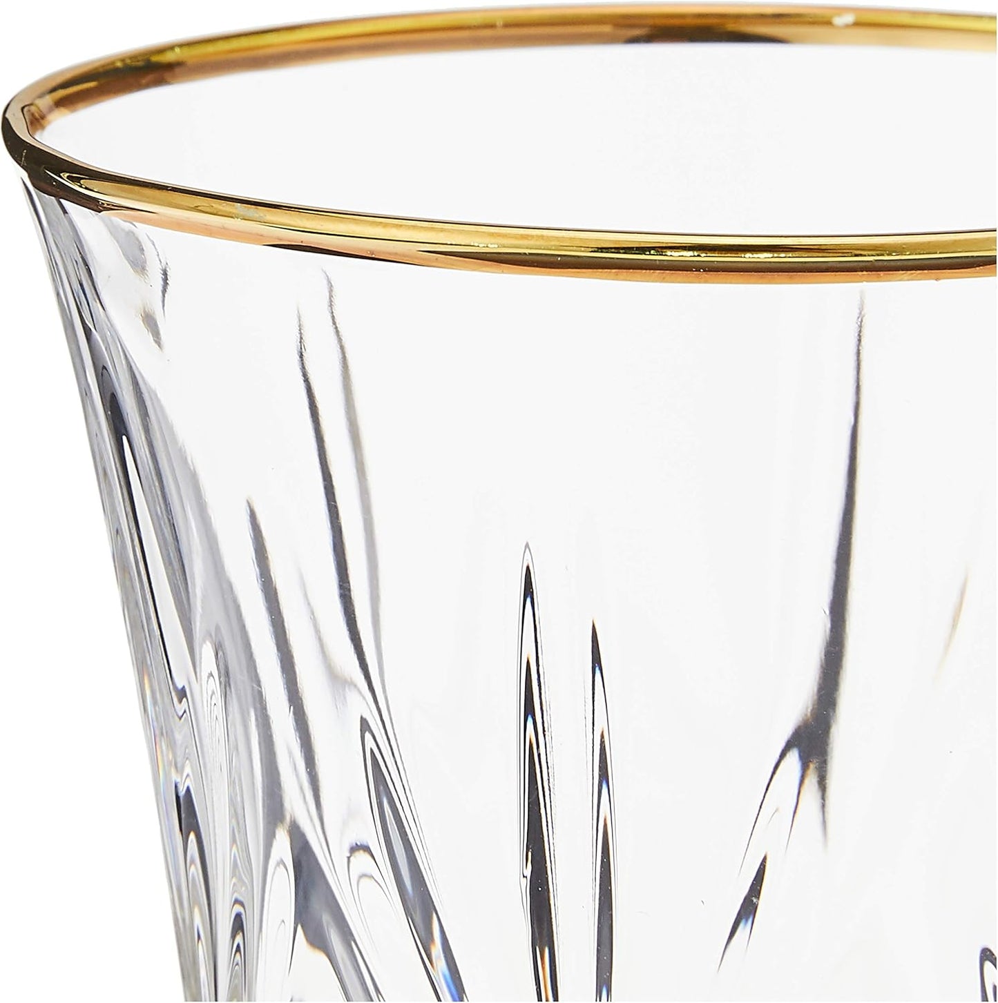 Crystal White Wine Glass with Gold Band Design, Set of 4,6 fl oz