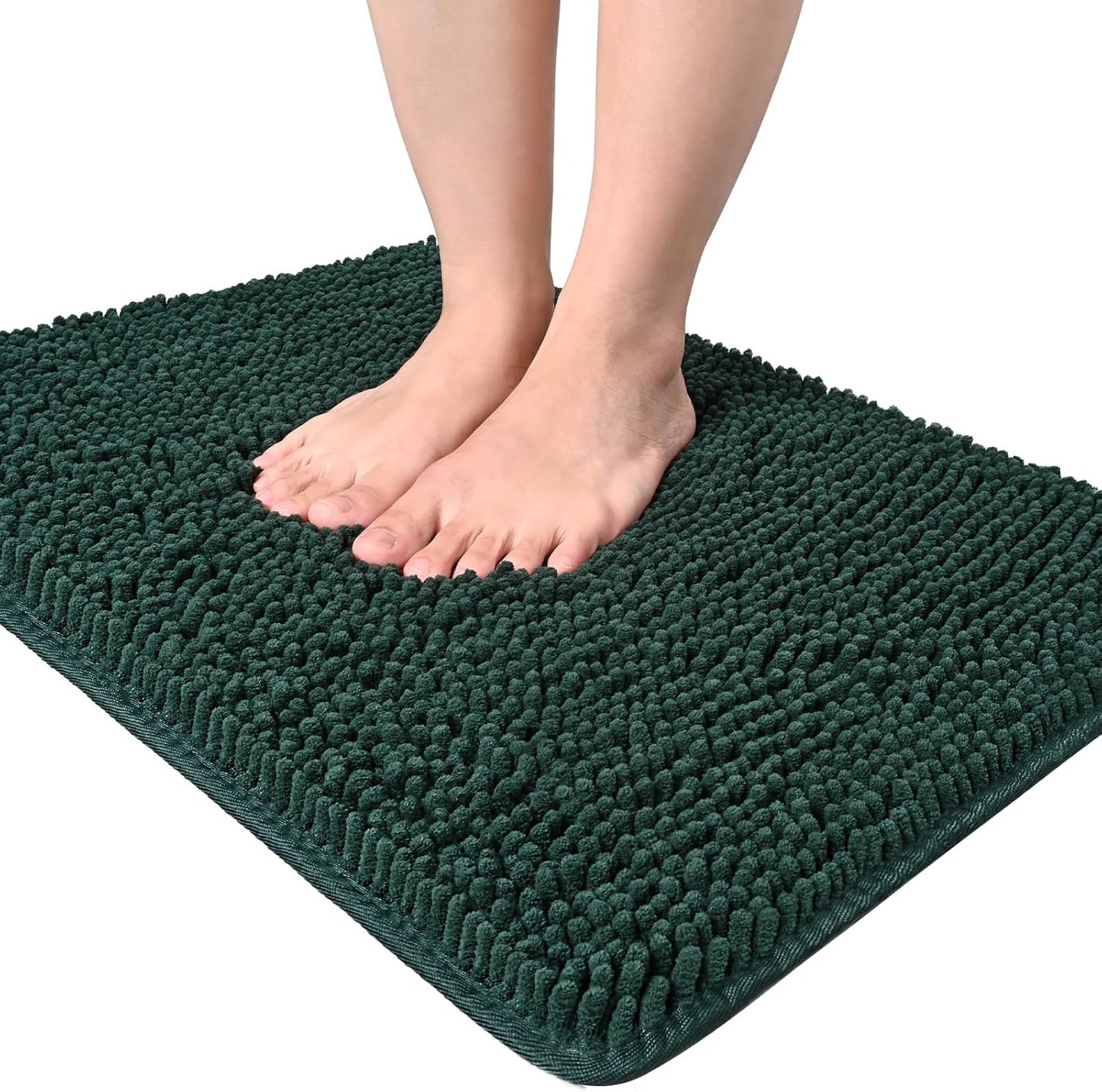 Luxury Bathroom Rug Shaggy Bath Mat 24 x 60 Inch, Washable Non Slip Bath Rugs for Bathroom Shower, Soft Plush Chenille Absorbent Carpets Mats, Black