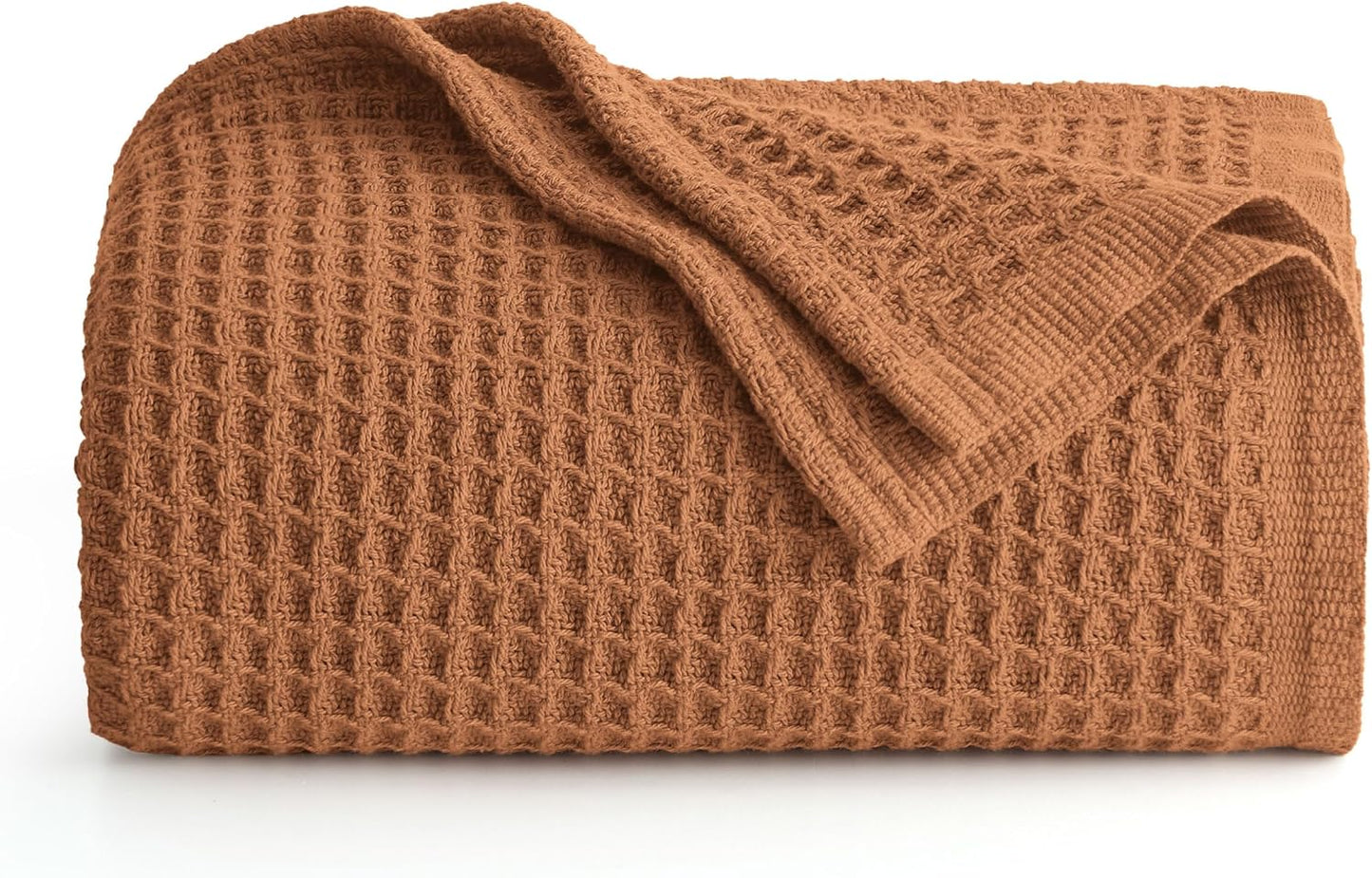 100% Cotton Blanket Queen Size for Bed - Breathable and Soft, Waffle Weave Blanket for Summer Spring, White, 90x90 Inches