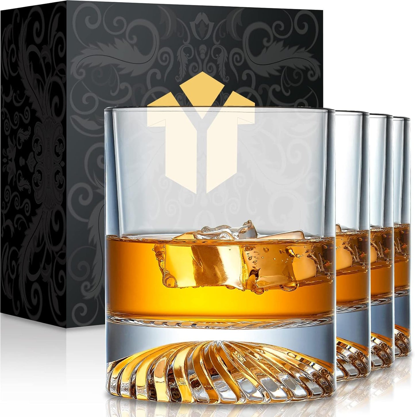 Whiskey Glasses Old Fashioned Glasses Set of 6 12oz Rocks Glasses Gift for Men Women Drinking Bourbon Scotch Cocktails Rum Cognac Vodka at Home Bar