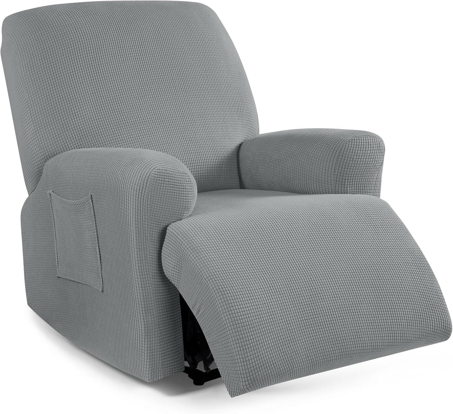 Recliner Sofa Covers 8-Pieces Stretch Large Couch Covers for 3 Seats Reclining Slipcovers Soft Jacquard Pattern Furniture Protector Black