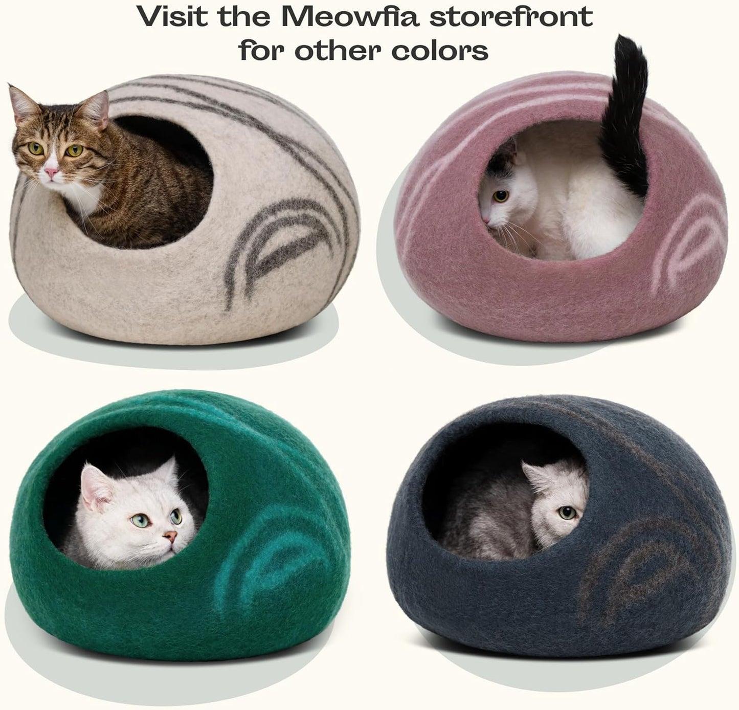 Cat Cave – Premium Felt Cat Bed for Indoor Cats, Handmade 100% Merino Wool (Vivid Shades) (Medium, Tucson Sunset)