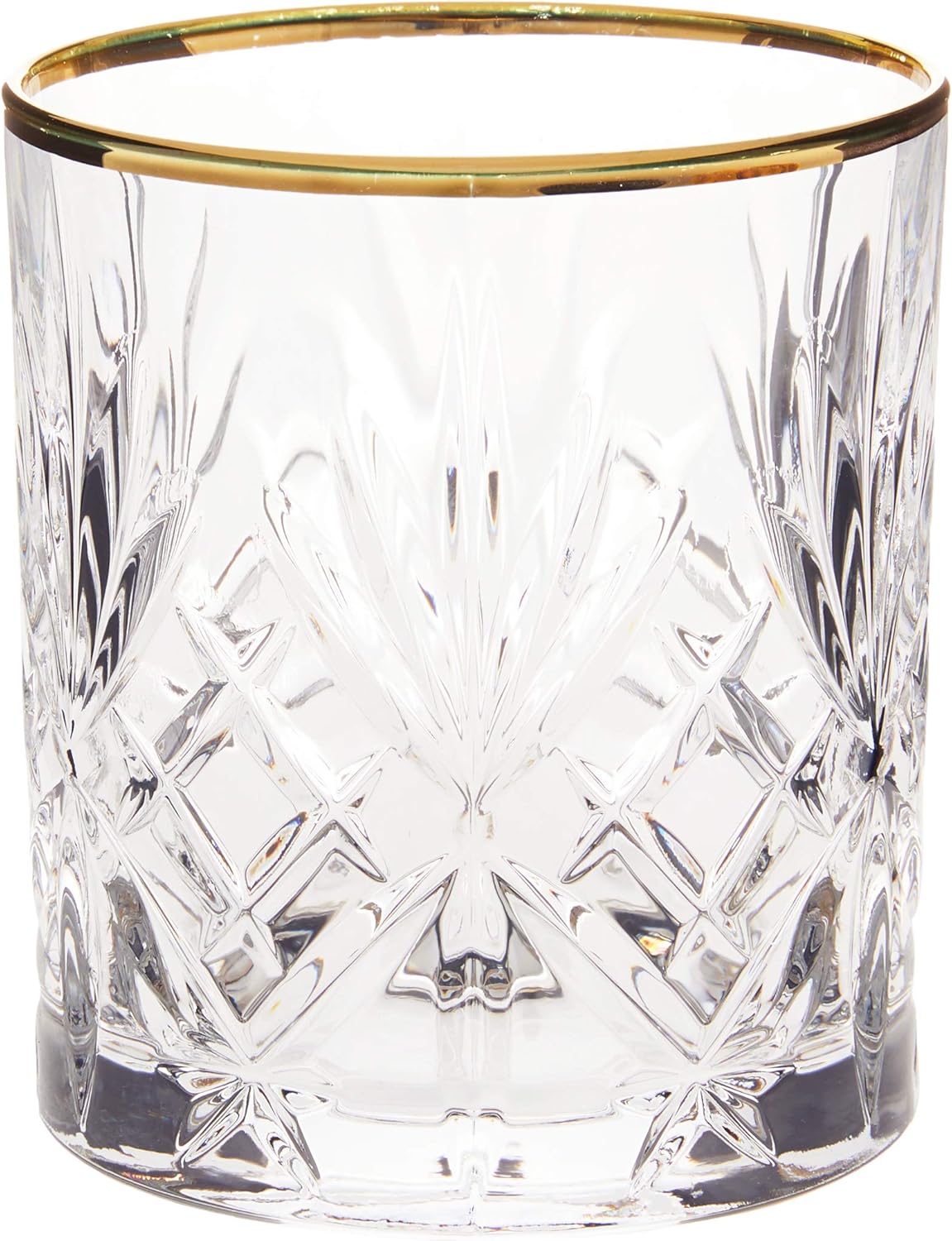 Crystal White Wine Glass with Gold Band Design, Set of 4,6 fl oz
