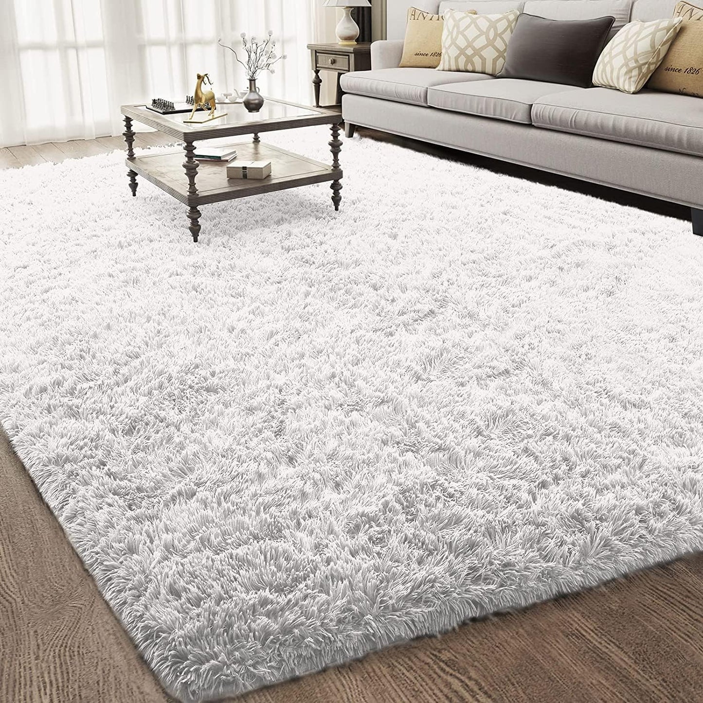 Upgrade 5x8 Rugs for Living Room,Grey Fluffy Carpet Large Fuzzy Plush Shag Comfy Soft, Non-Slip Indoor Floor Carpet,for Kids Boys Girls, Room,Bedroom,Playroom, Home Decor Aesthetic