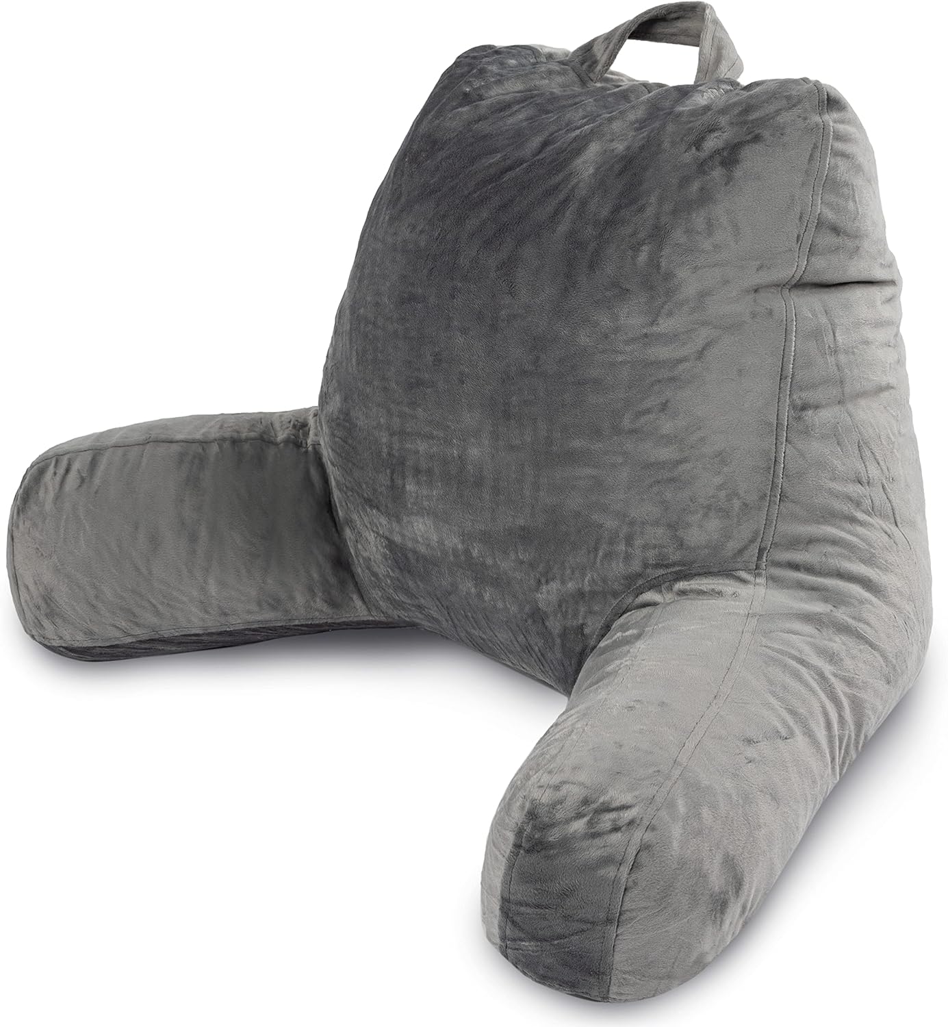 Reading Pillow with Shredded Memory Foam, Large Adult Backrest with Arms, Back Support for Sitting Up in Bed with Washable Cover (Sit up Pillow)