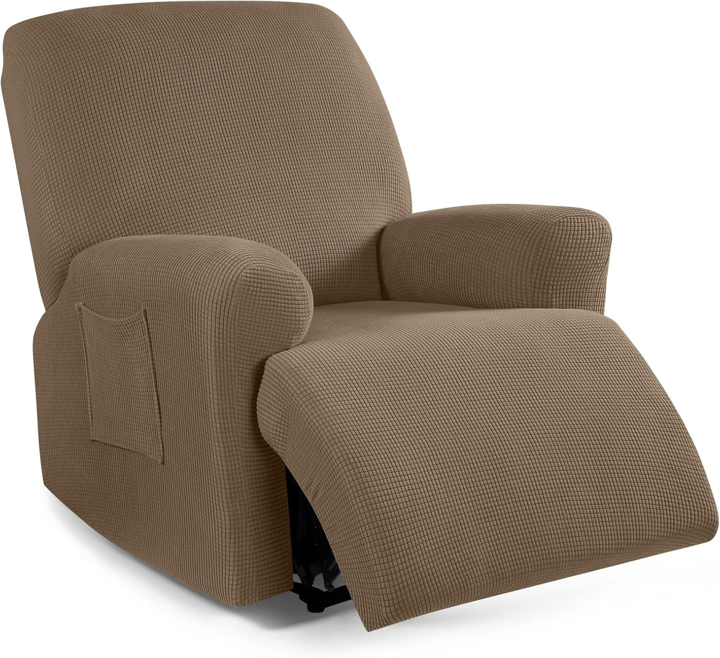 Recliner Sofa Covers 8-Pieces Stretch Large Couch Covers for 3 Seats Reclining Slipcovers Soft Jacquard Pattern Furniture Protector Black
