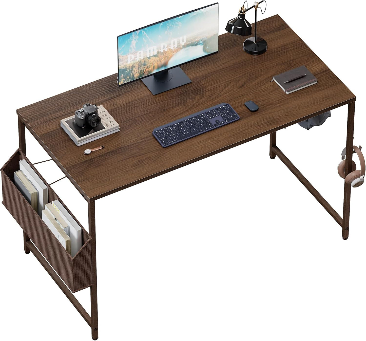 47 Inch Computer Desk for Small Spaces with Storage Bag, Home Office Work Desk with Headphone Hook, Small Office Desk Study Writing Table