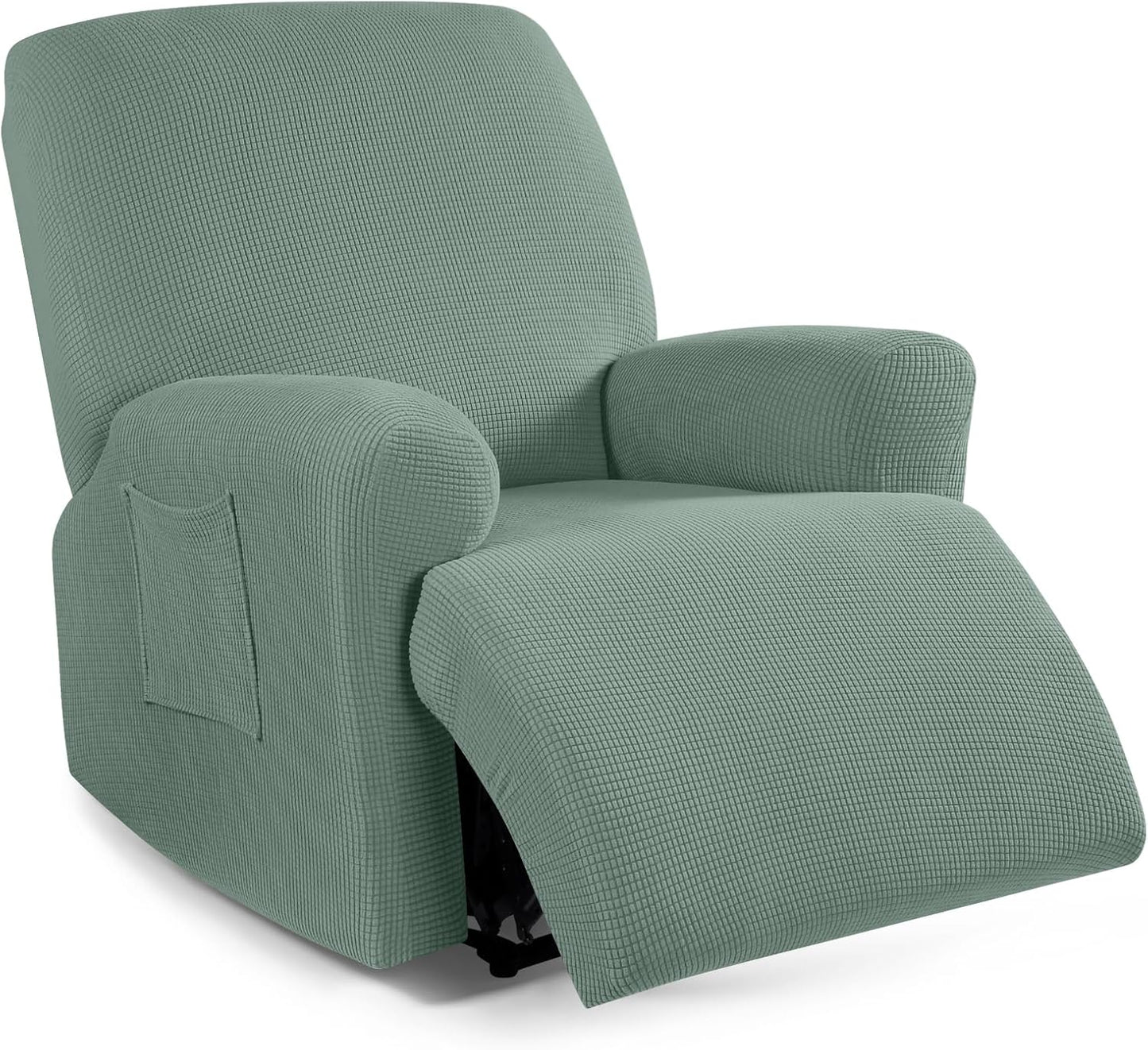 Recliner Sofa Covers 8-Pieces Stretch Large Couch Covers for 3 Seats Reclining Slipcovers Soft Jacquard Pattern Furniture Protector Black