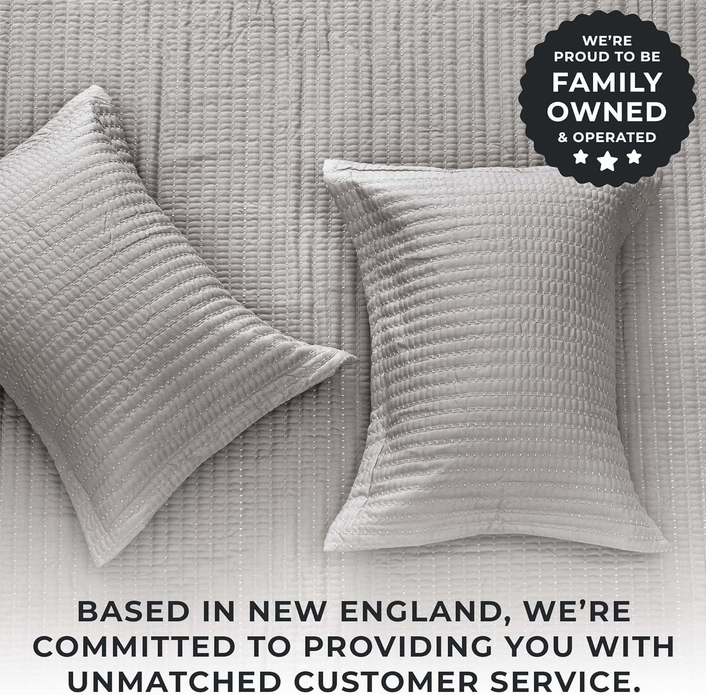 King Quilt Bedding Set, 3-Piece Lightweight Summer Channel Stitch Quilt Set with Shams, Ultra Soft Light Grey Bedspreads, Quilted Bedding Coverlets for All Seasons