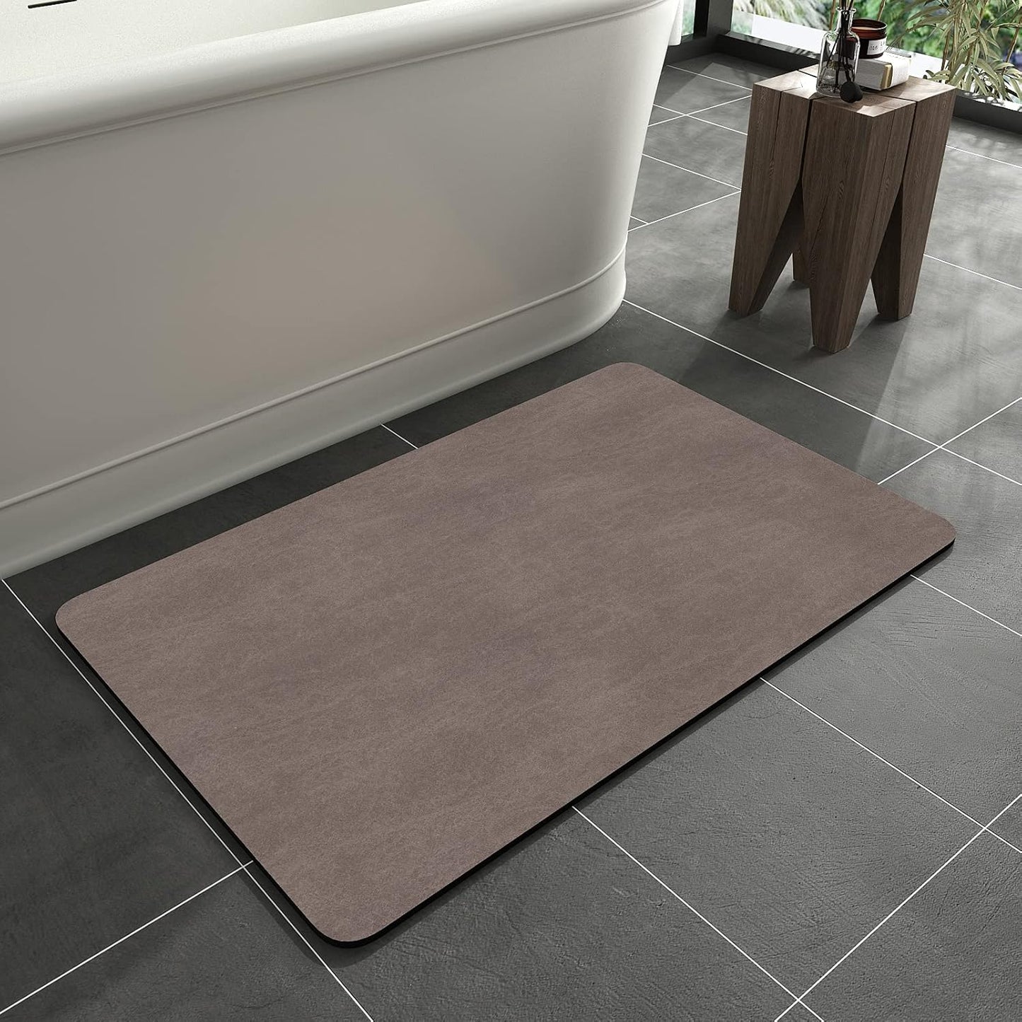 Bath Mat Rug-Rubber Backing Non Slip Quick Dry Absorbent Thin Bathroom Rugs Fit Under Door-Faux Suede Surface Bathroom Floor Mats-Shower Rug for in Front of Bathtub Shower Gray 24"X70"