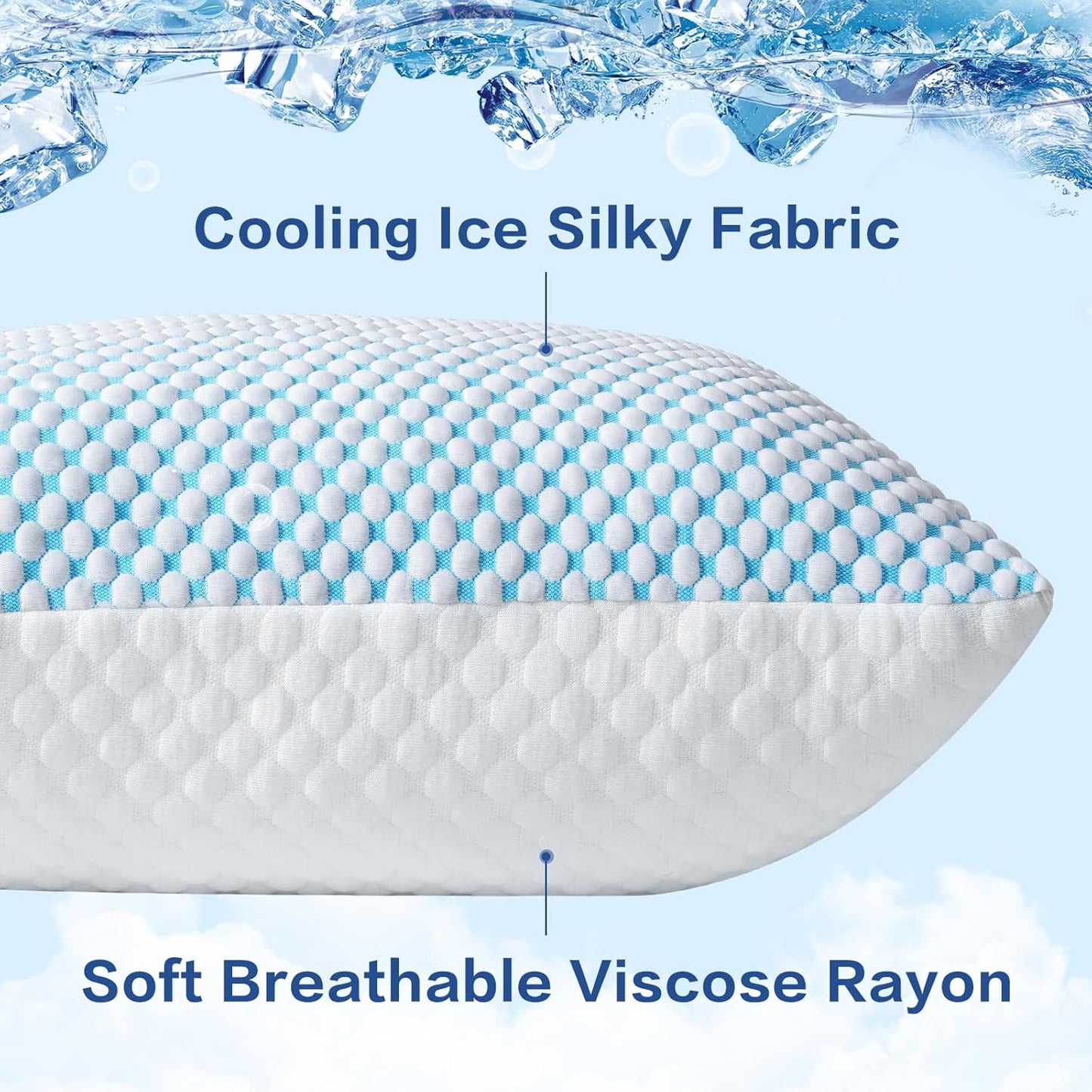 Firm Pillow Shredded Memory Foam(Adjustable Loft), Cooling Breathable for Sleeping Queen Size 2 Pack