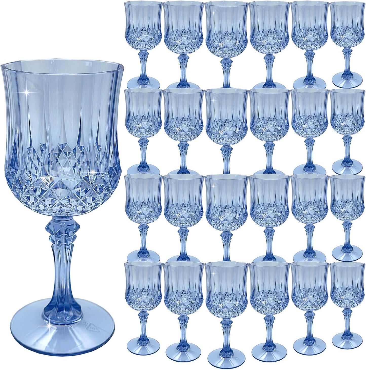 Transparent Plastic Wine Glasses,Transparent Plastic Goblets for Parties,Transparent Drinking Glasses for Wedding Reception, Grand Event Party Supplies (24, transparent)