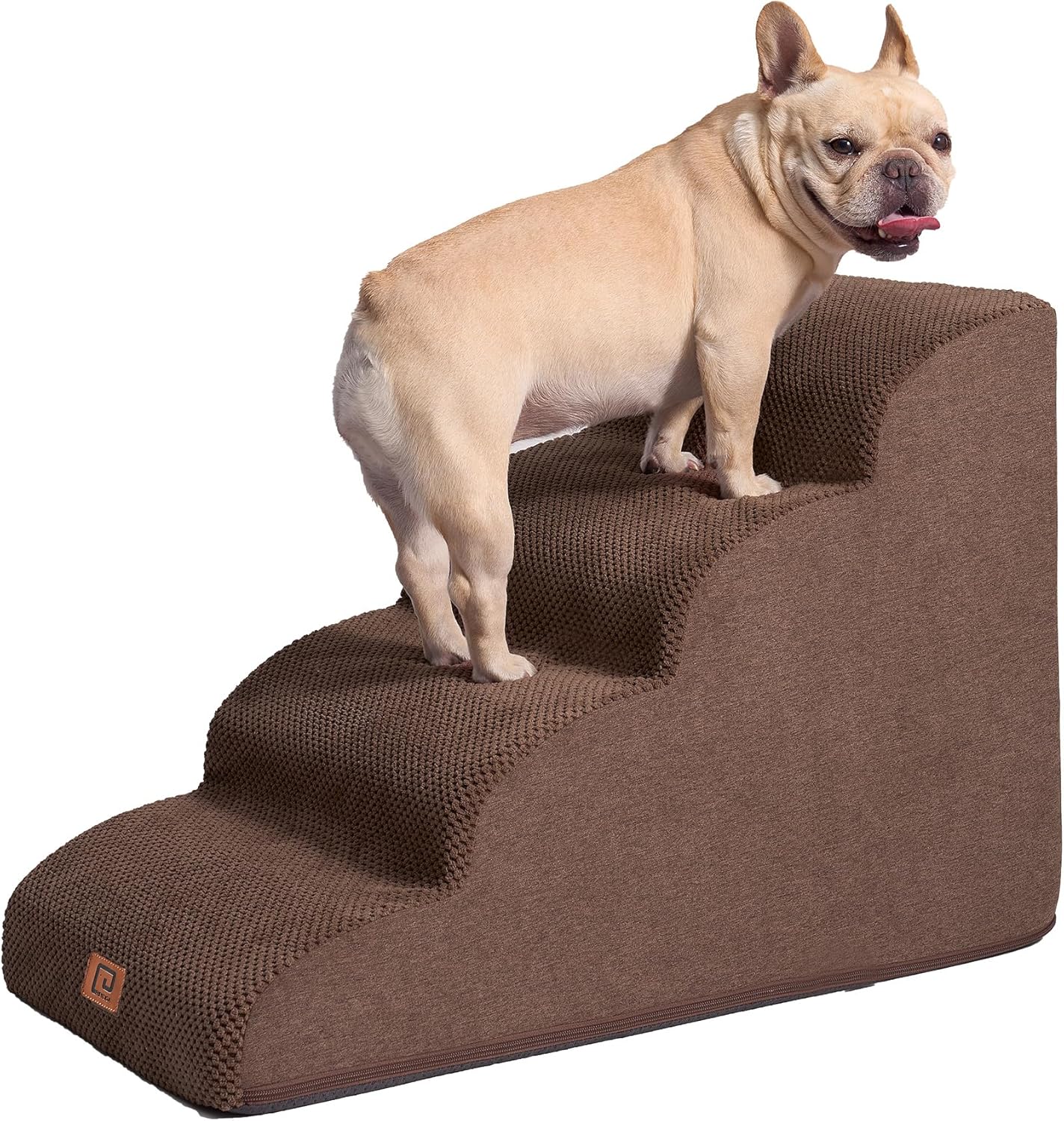 Curved Dog Stairs Ramp for Small Dogs 15.7" H, 3-Step Dog Steps for Couch Sofa and Chair, Pet Stairs for Cats, Non-Slip Balanced Pet Steps Indoor, Grey