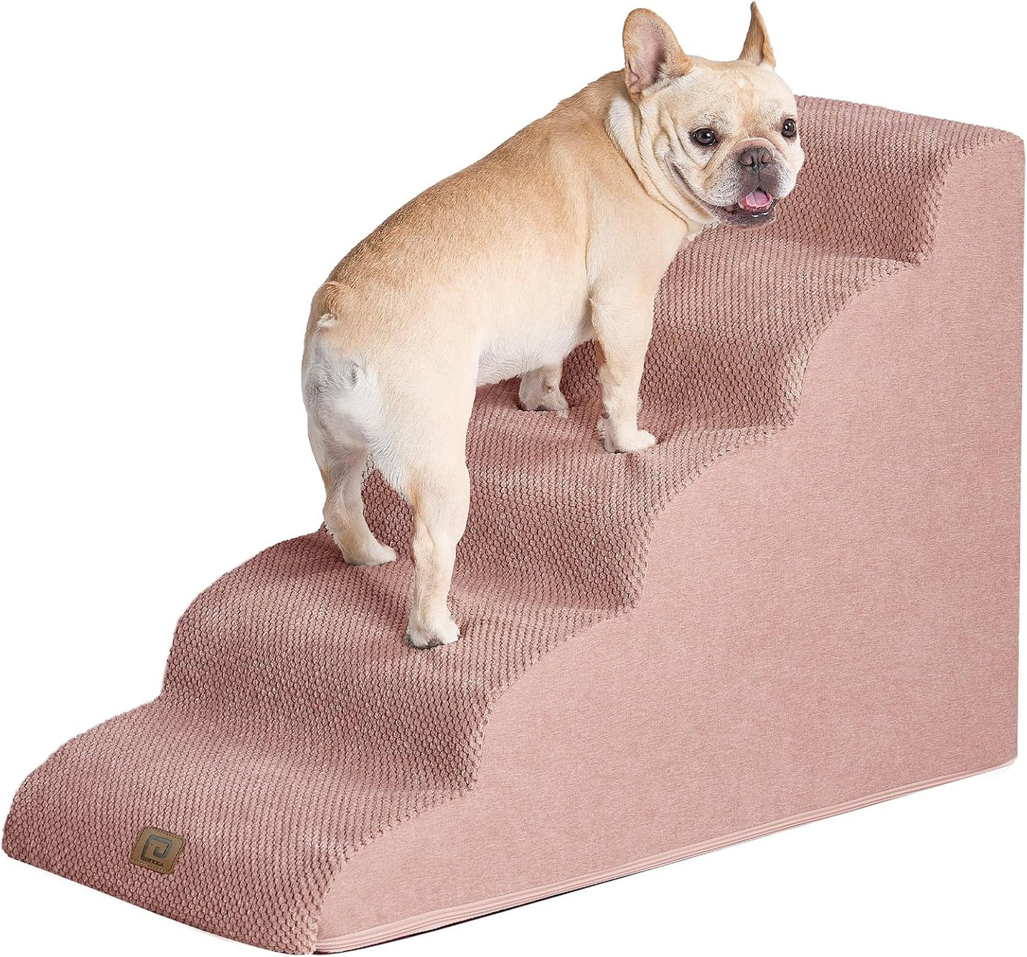 Curved Dog Stairs Ramp for Small Dogs 15.7" H, 3-Step Dog Steps for Couch Sofa and Chair, Pet Stairs for Cats, Non-Slip Balanced Pet Steps Indoor, Grey