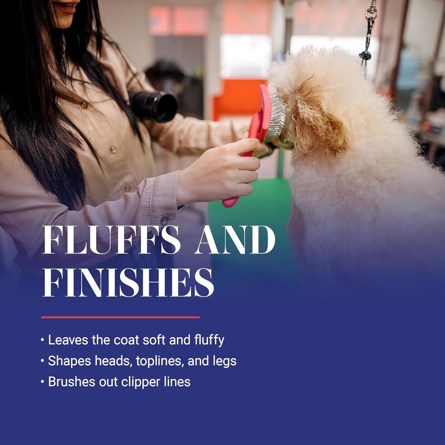 Dog Slicker Brush, Groom Like a Professional, Fluff Detangle Style, Saves Time Energy, Made in Germany, Coral, Medium