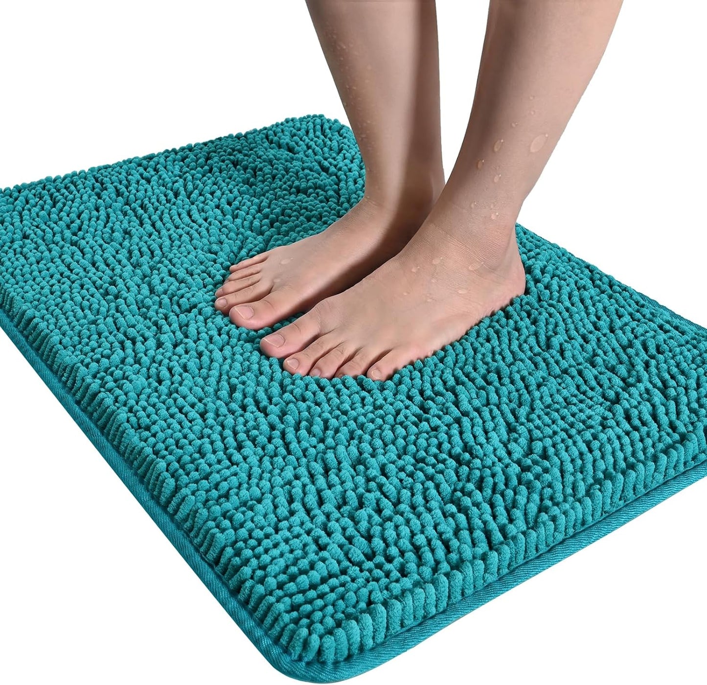 Luxury Bathroom Rug Shaggy Bath Mat 24 x 60 Inch, Washable Non Slip Bath Rugs for Bathroom Shower, Soft Plush Chenille Absorbent Carpets Mats, Black