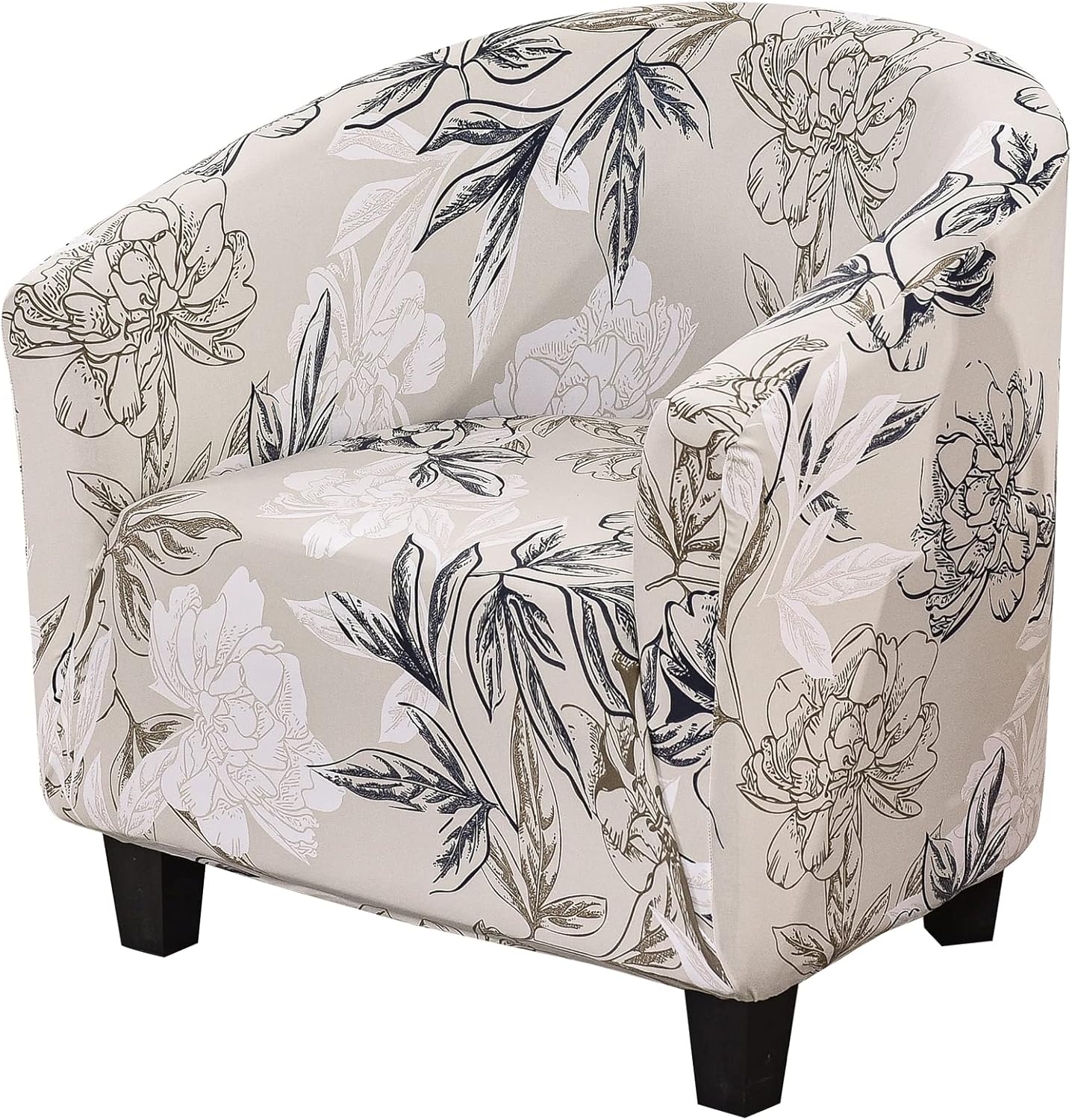 Club Chair Slipcover Stretch Barrel Chair Covers Jacquard Tub Chair Slipcover Spandex Armchair Sofa Cover Removable Couch Furniture Protector Arm Chair Cover for Living Room(Creamy-White)