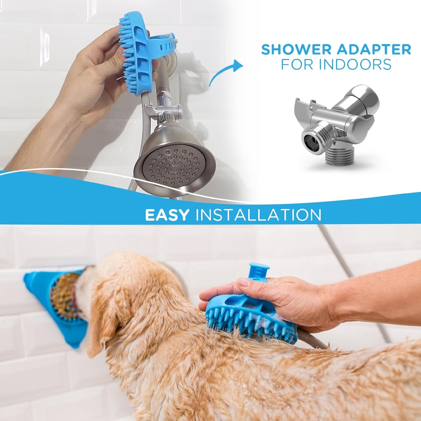 Dog Bath Brush Pro - Sprayer and Scrubber in One - Indoor & Outdoor Dog Bathing Supplies and Dog Accessories