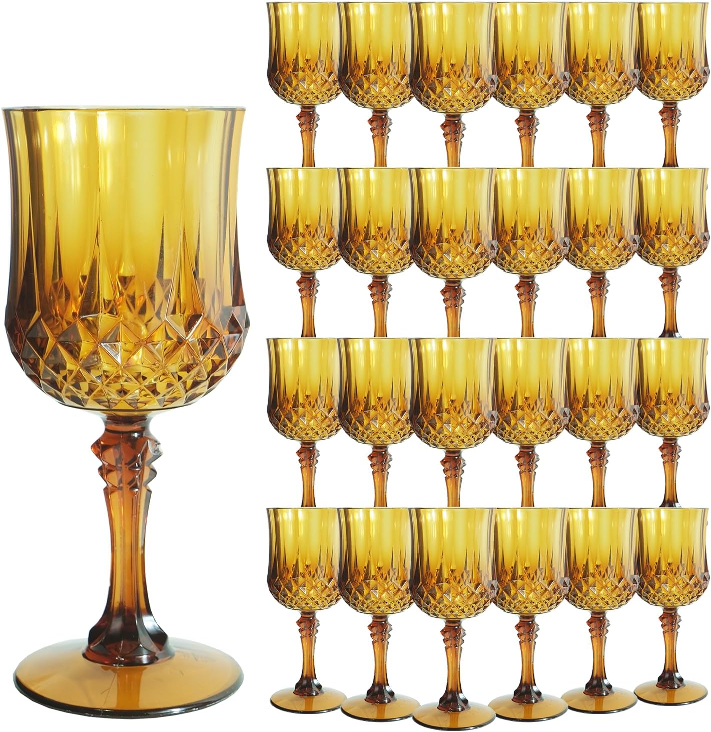 Transparent Plastic Wine Glasses,Transparent Plastic Goblets for Parties,Transparent Drinking Glasses for Wedding Reception, Grand Event Party Supplies (24, transparent)