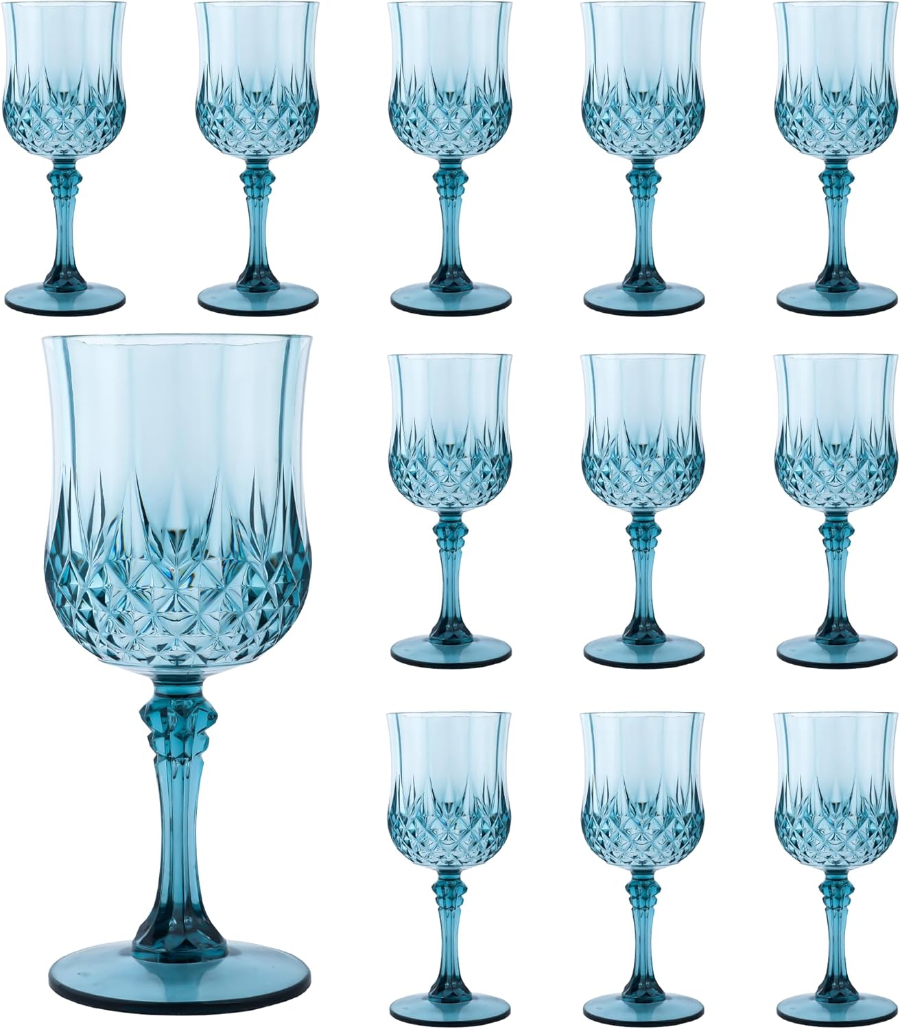 Transparent Plastic Wine Glasses,Transparent Plastic Goblets for Parties,Transparent Drinking Glasses for Wedding Reception, Grand Event Party Supplies (24, transparent)