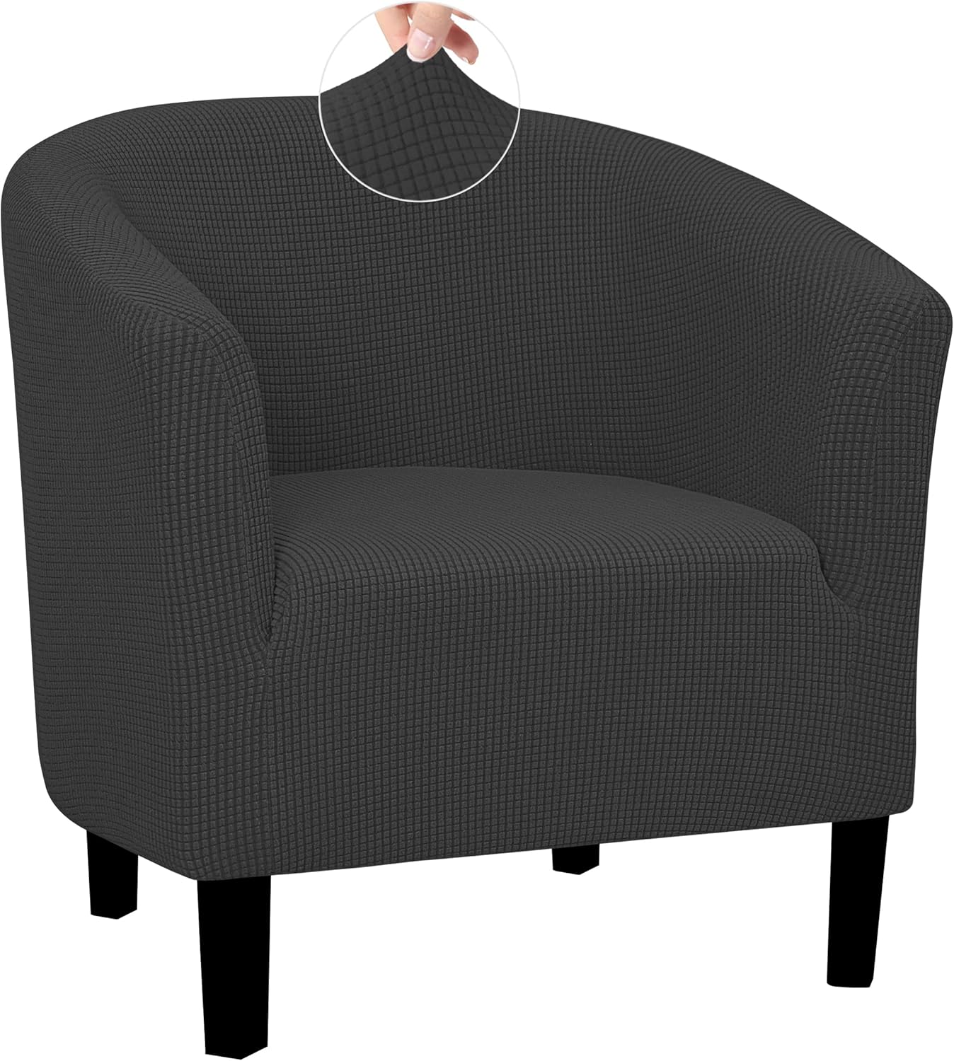 Stretch Club Armchair Slipcover 1 Piece Barrel Tub Sofa Cover Furniture Protector Jacquard Couch Cover Black