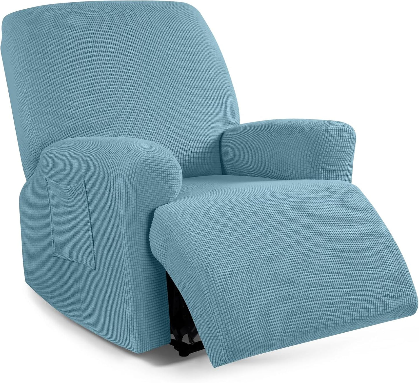 Recliner Sofa Covers 8-Pieces Stretch Large Couch Covers for 3 Seats Reclining Slipcovers Soft Jacquard Pattern Furniture Protector Black