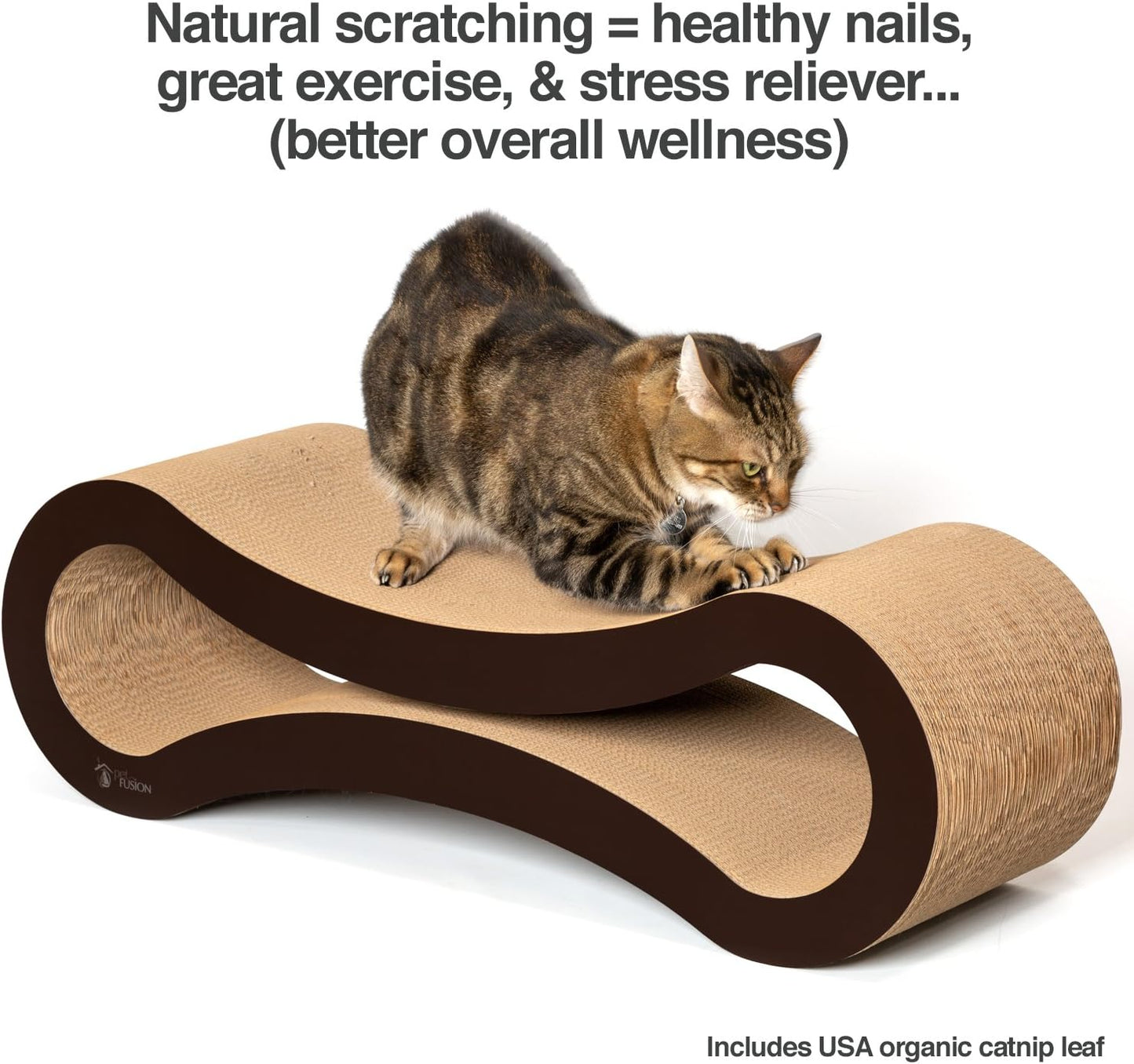 Ultimate Cat Scratcher Lounge, Reversible Infinity Style in Multiple Colors. Made from Recycled Corrugated Cardboard, Durable & Long Lasting