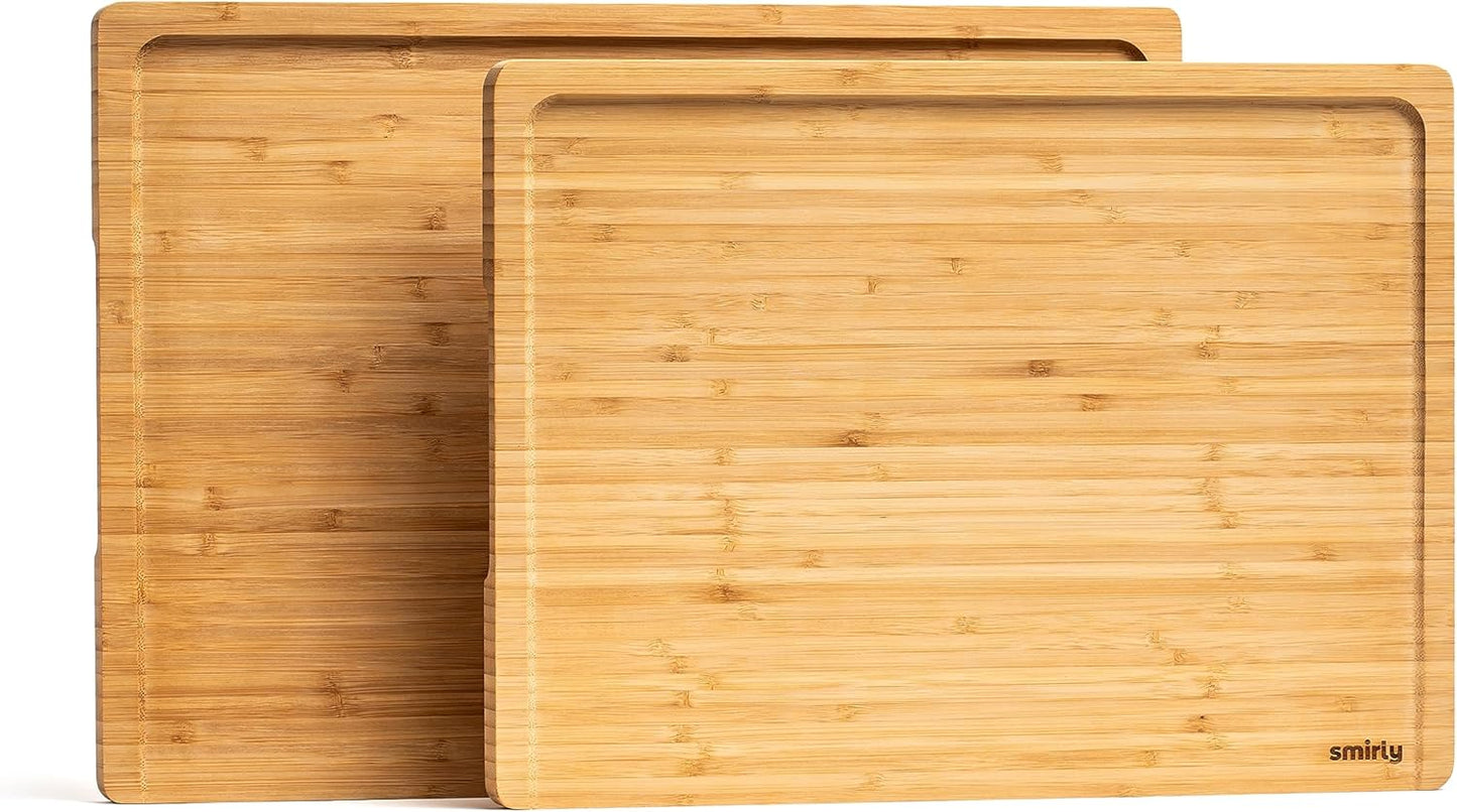 Wooden Cutting Boards For Kitchen Meal Prep & Serving - Bamboo Cutting Board Set with Holder, Charcuterie & Chopping Board, Wooden Cutting Board Set, Kitchen Gadgets