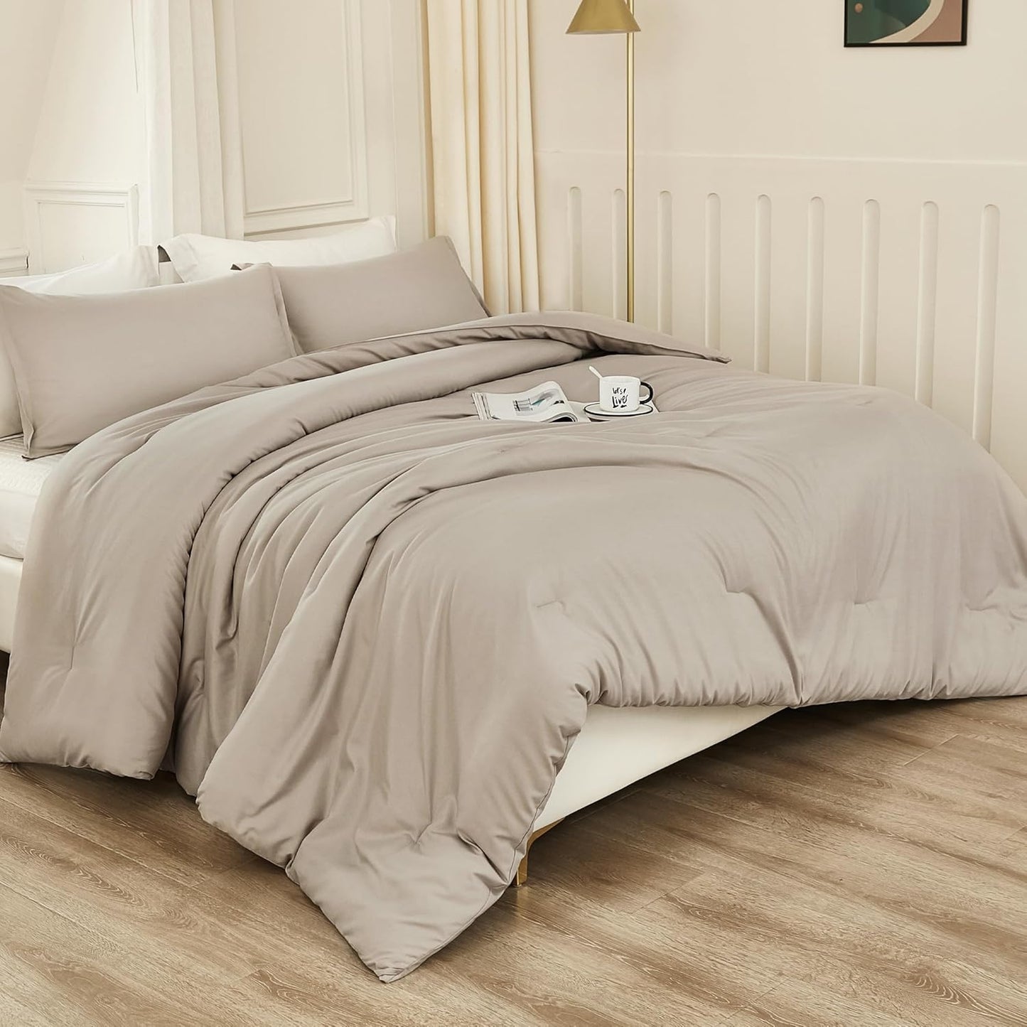 King Size Comforter Set Sage Green, 3 Pieces Lightweight Solid Comforter King Size, All Season Fluffy Down Alternative Comforter Bed Set Quilt Blanket