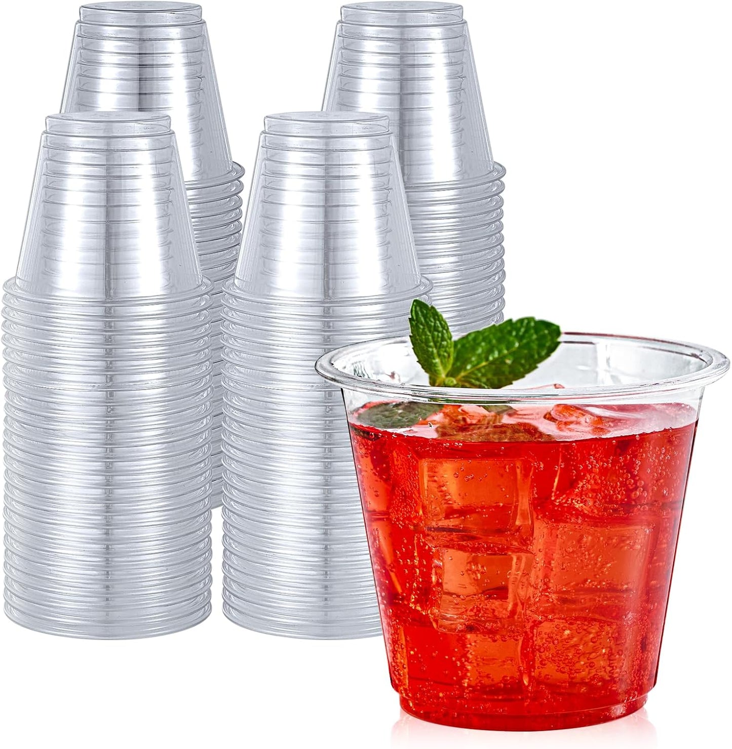 600 Pack 9 oz Clear Plastic Cups, Disposable Reusable Tumblers Crystal Clear PET Cups for Wedding, Thanksgiving, Halloween, Christmas Party