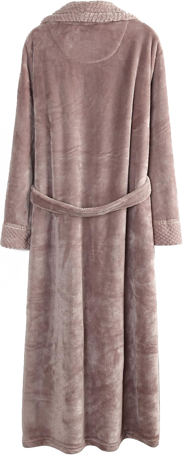 Women's Plush Soft Warm Fleece Bathrobe Robe