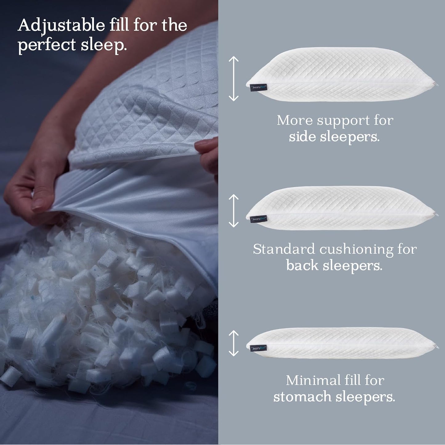 Signature Pillow w/Adjustable Loft β’ Shredded Memory Foam Fill β’ Neutral Alignment for Side, Back, and Stomach Sleepers β’ Washable Bamboo Rayon Cover β’ CertiPUR-US Certified Foam (King)