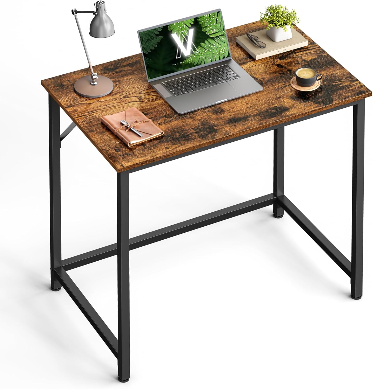 Computer Desk, 39.4-Inch Writing Desk, Home Office Small Study Workstation, Industrial Style PC Laptop Table, Simple Assembly, Steel Frame, Rustic Brown and Black