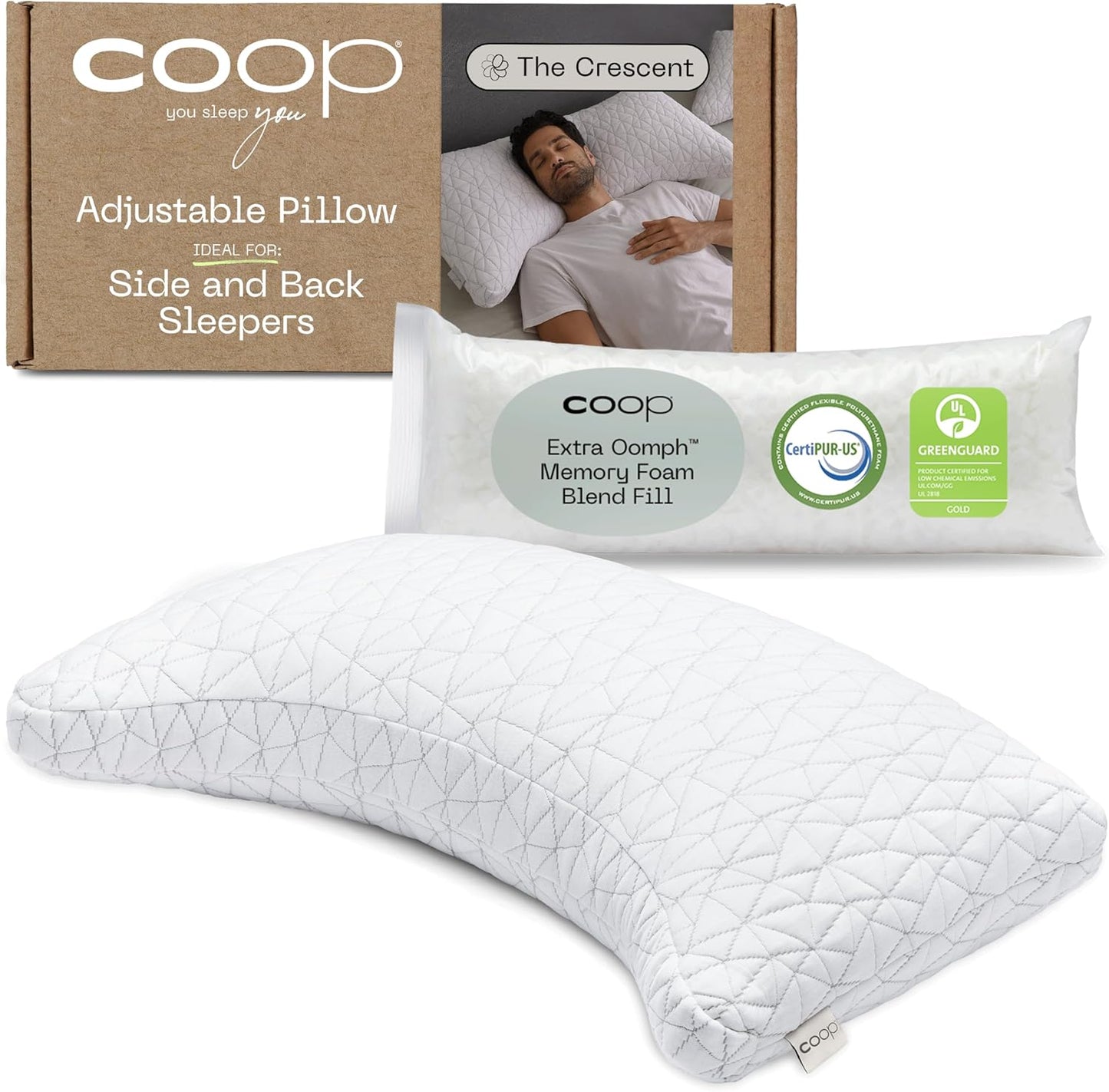 Home Goods Original Adjustable Pillow, Queen Size Bed Pillows for Sleeping, Cross Cut Memory Foam Pillows - Medium Firm Back, Stomach and Side Sleeper Pillow