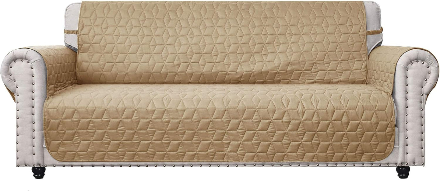 Couch Sofa Slipcover 100% Waterproof Nonslip Quilted Furniture Protector for Dogs, Children, Pets, Machine Washable (Beige, 68")