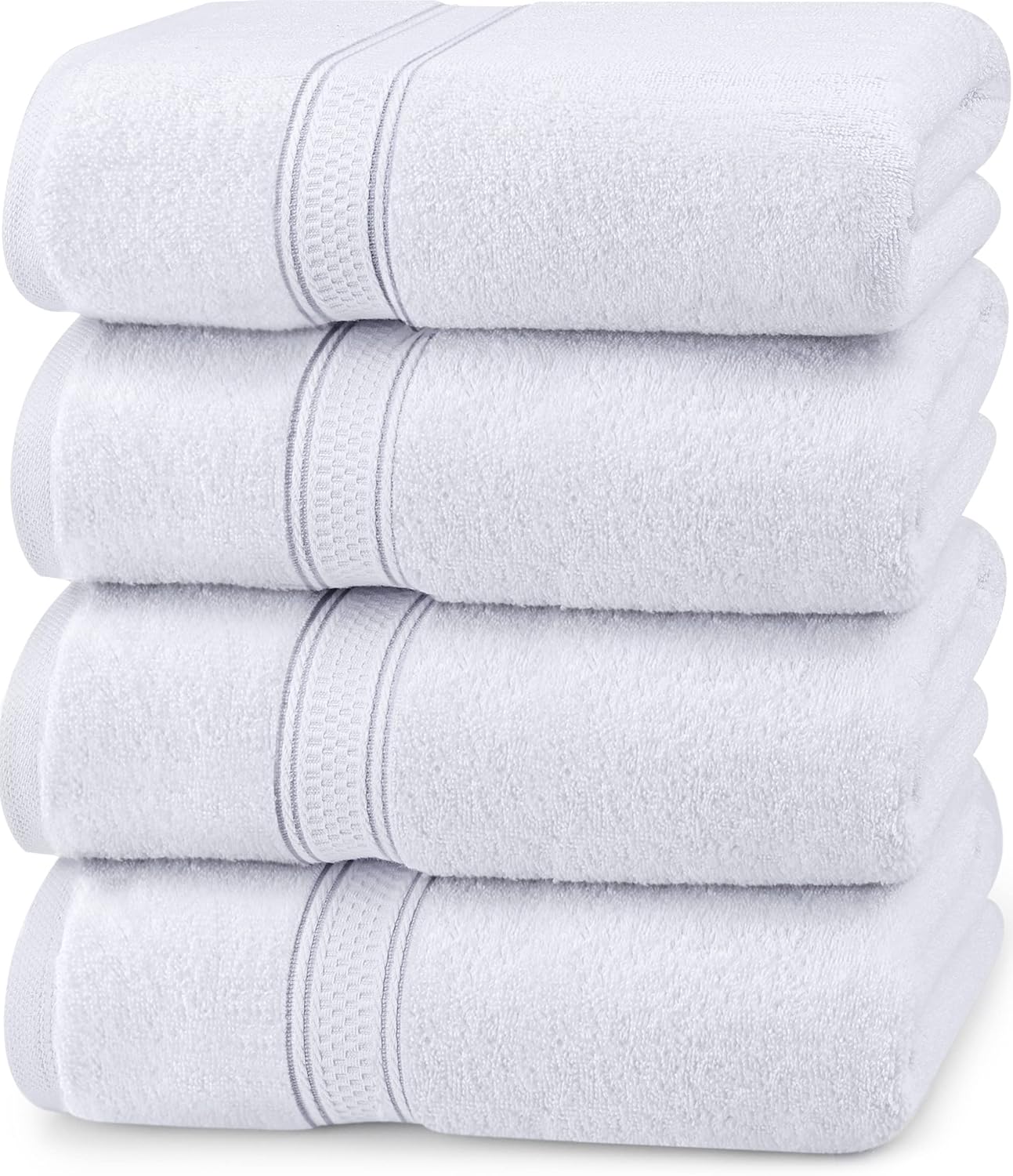 4 Pack Premium Bath Towels Set, (27 x 54 Inches) 100% Ring Spun Cotton 600GSM, Lightweight and Highly Absorbent Quick Drying Towels, Perfect for Daily Use (Grey)