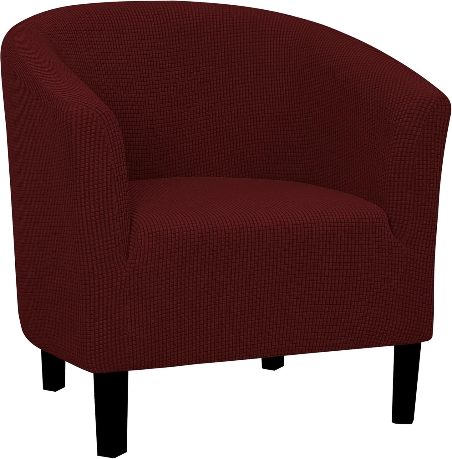 Stretch Club Armchair Slipcover 1 Piece Barrel Tub Sofa Cover Furniture Protector Jacquard Couch Cover Black