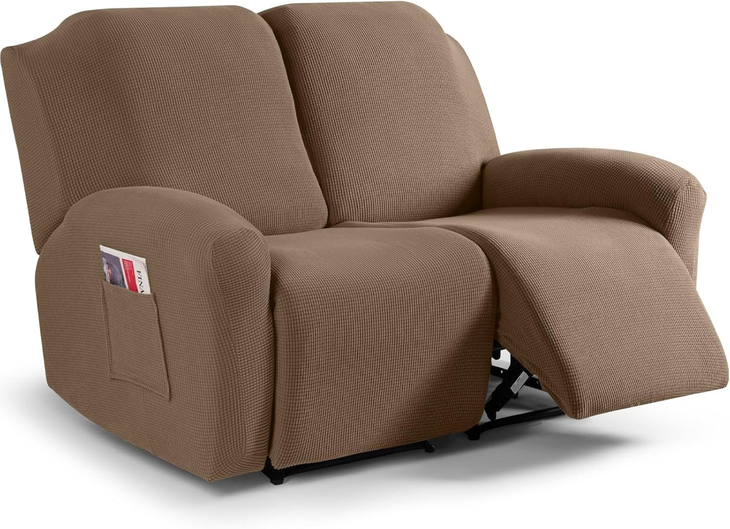 Recliner Sofa Covers 8-Pieces Stretch Large Couch Covers for 3 Seats Reclining Slipcovers Soft Jacquard Pattern Furniture Protector Black