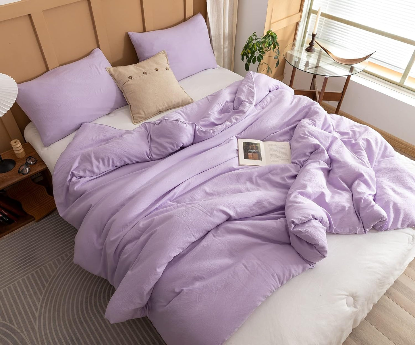 Queen Comforter Set Oatmeal, 3pcs(1 Boho Oatmeal Comforter & 2 Pillowcases) All Season Soft Bedding Lightweight Bedspread Blanket Quilt
