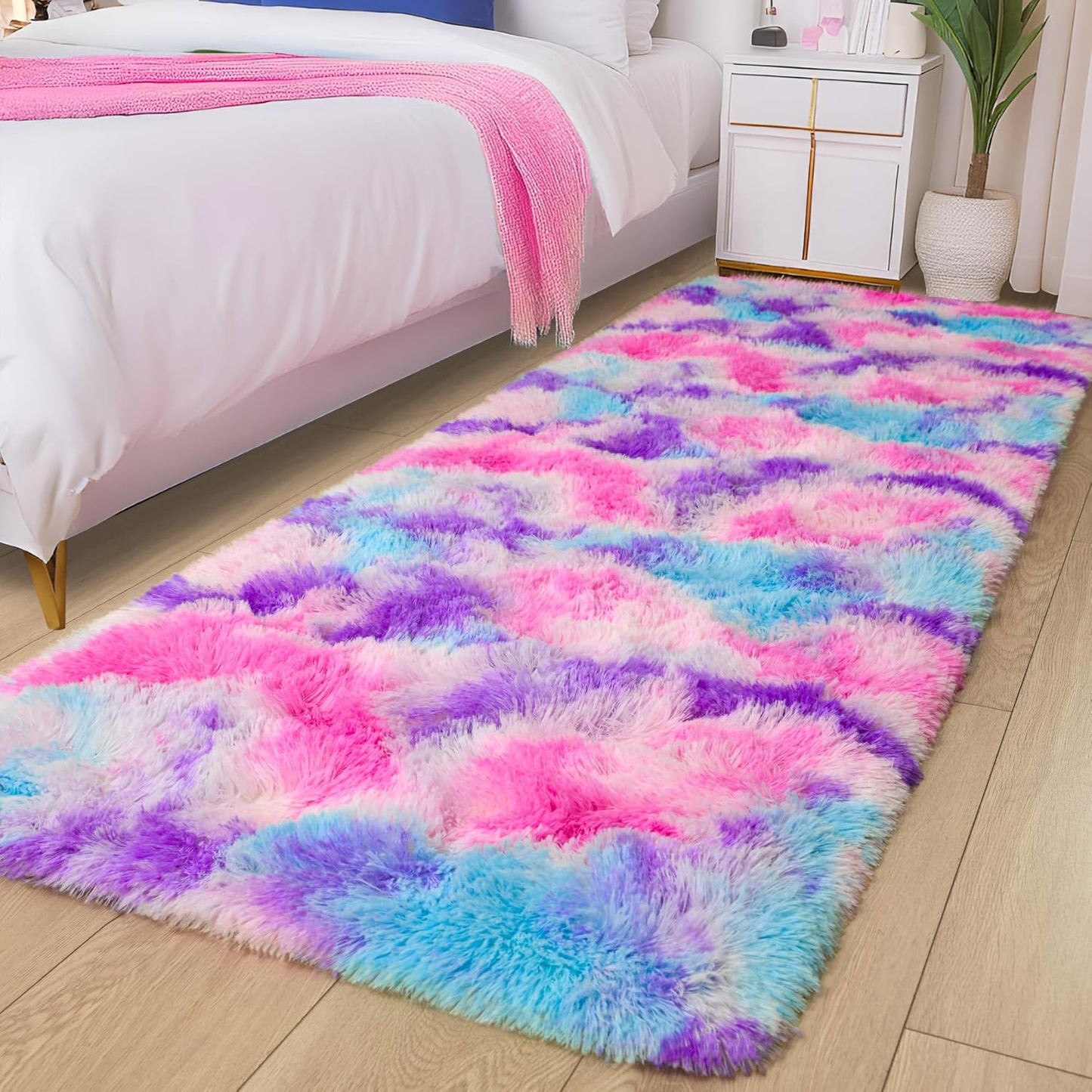 Area Rugs 8x10 for Living Room, Super Soft Fluffy Rugs for Bedroom, Modern Shaggy Rug Fuzzy Carpets for Kids, Plush Indoor Nursery Home Decor Rug with Non-Slip Bottom, Black