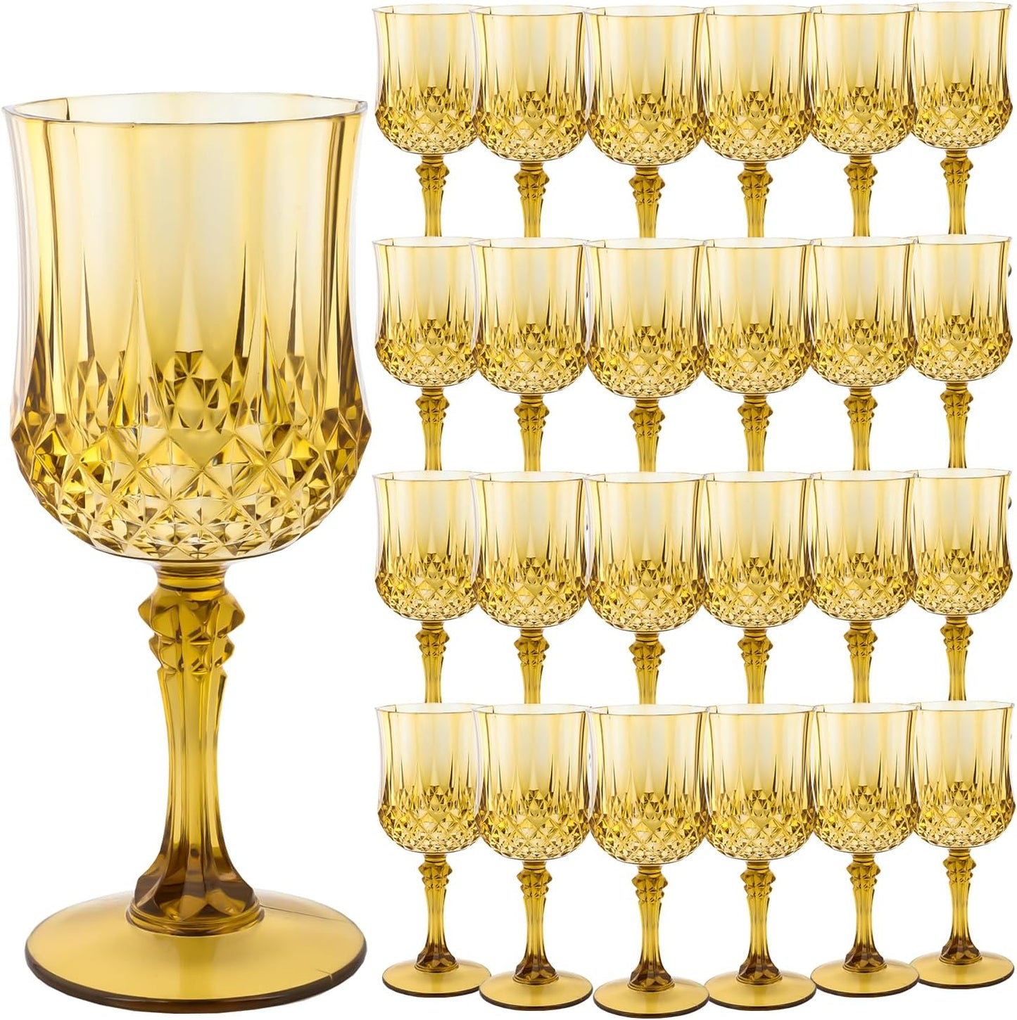 Transparent Plastic Wine Glasses,Transparent Plastic Goblets for Parties,Transparent Drinking Glasses for Wedding Reception, Grand Event Party Supplies (24, transparent)
