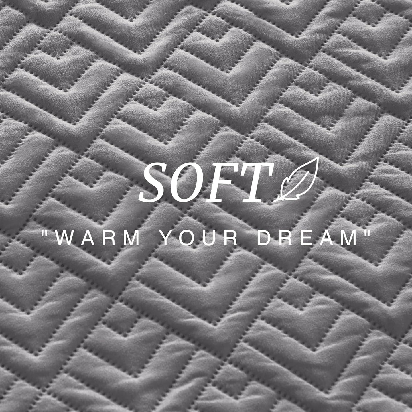 Home Quilt Set Full Queen Size Grey 3 Piece,Lightweight Soft Coverlet Squares Pattern Bedspread Set for All Season(1 Quilt,2 Pillow Shams)