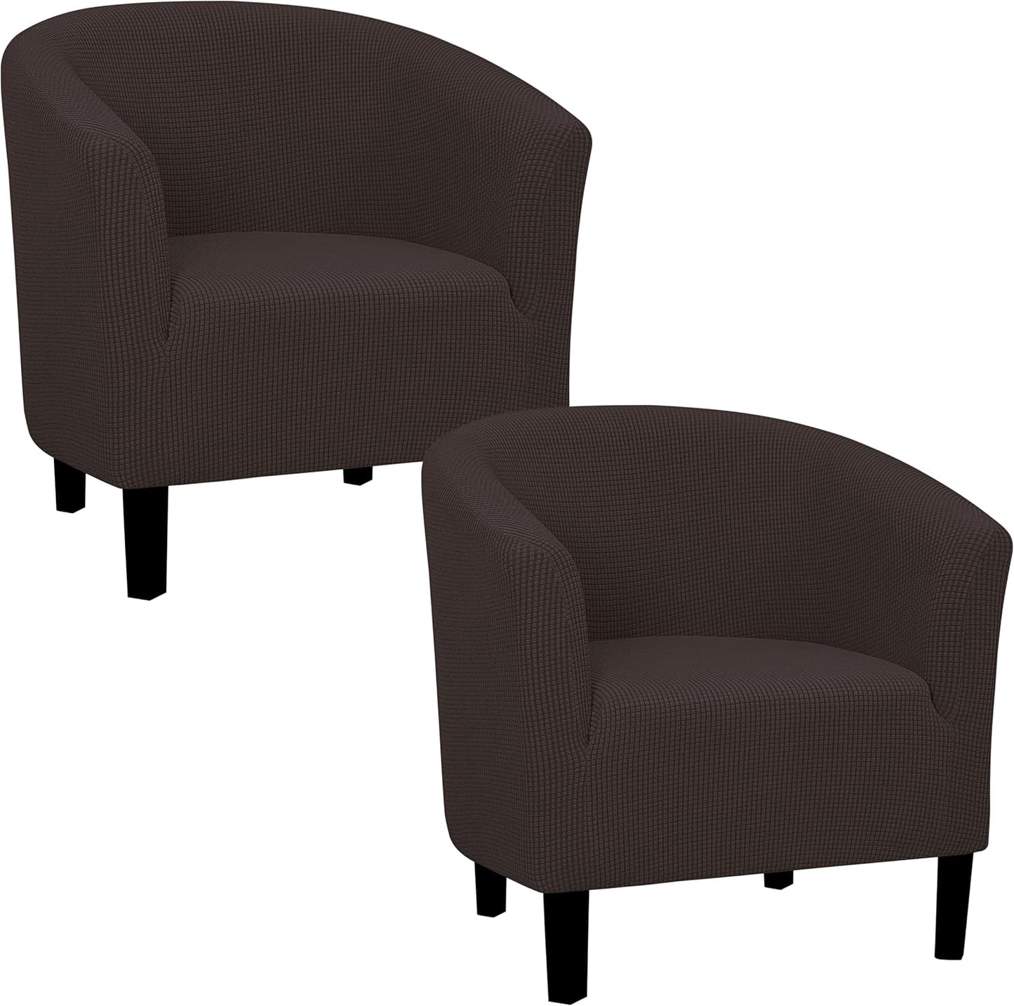 Stretch Club Armchair Slipcover 1 Piece Barrel Tub Sofa Cover Furniture Protector Jacquard Couch Cover Black