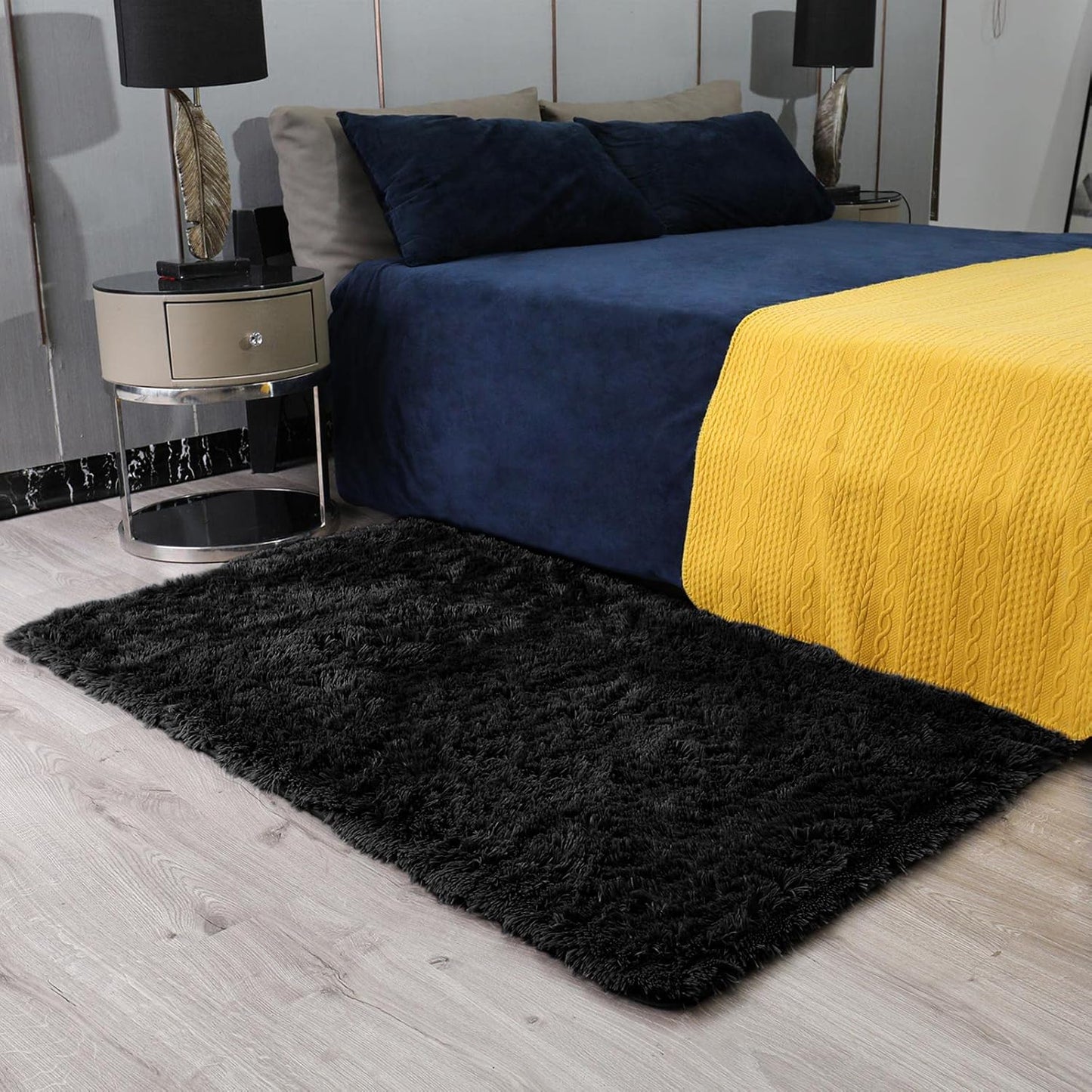Rugs for Living Room Grey, Fluffy Shag Large Fuzzy Plush Soft Area Rug, 5x8 Gray Shaggy Carpets for Bedroom, Kids Boys Girls Dorm Nursery Home Decor Aesthetic
