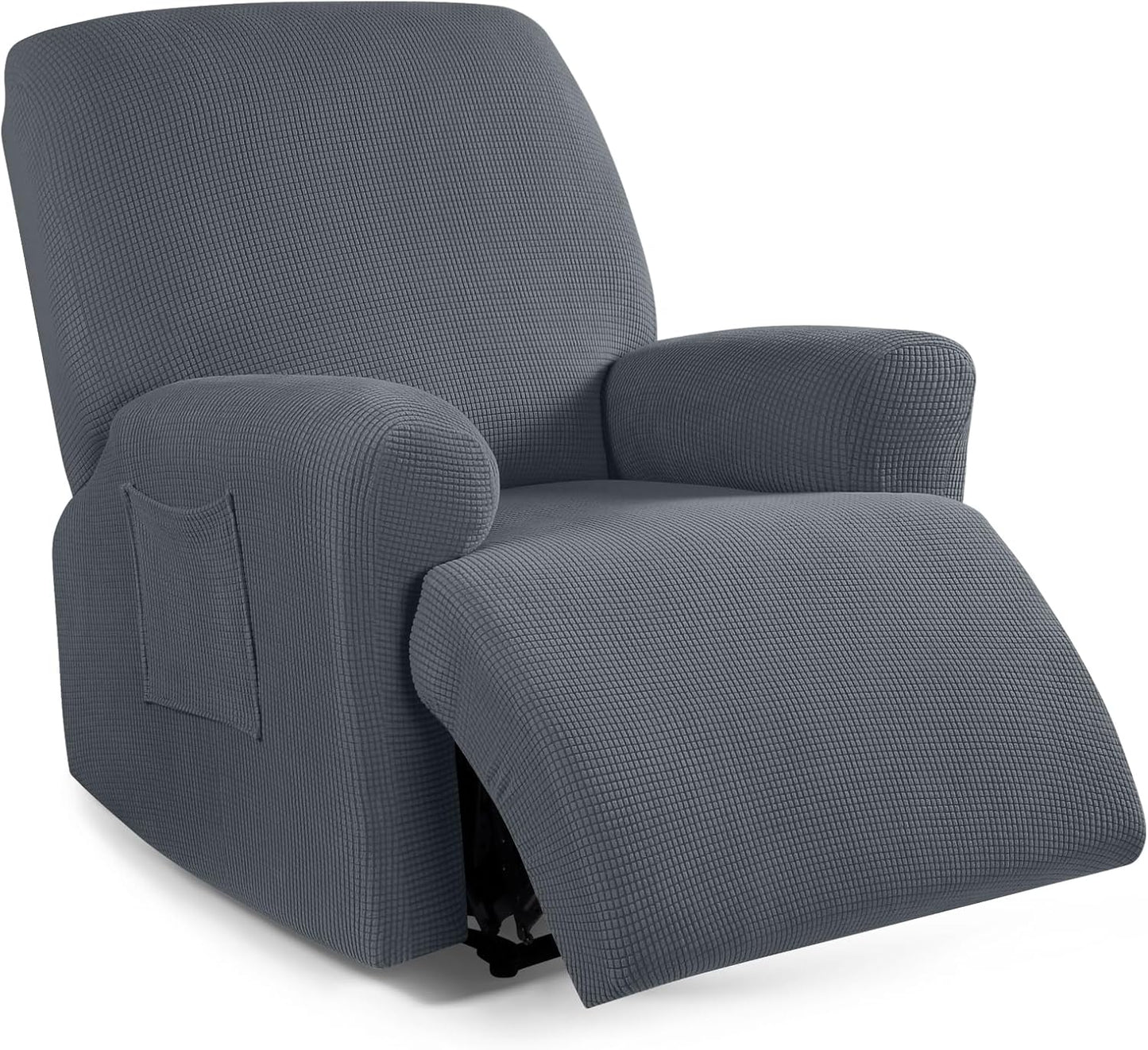 Recliner Sofa Covers 8-Pieces Stretch Large Couch Covers for 3 Seats Reclining Slipcovers Soft Jacquard Pattern Furniture Protector Black