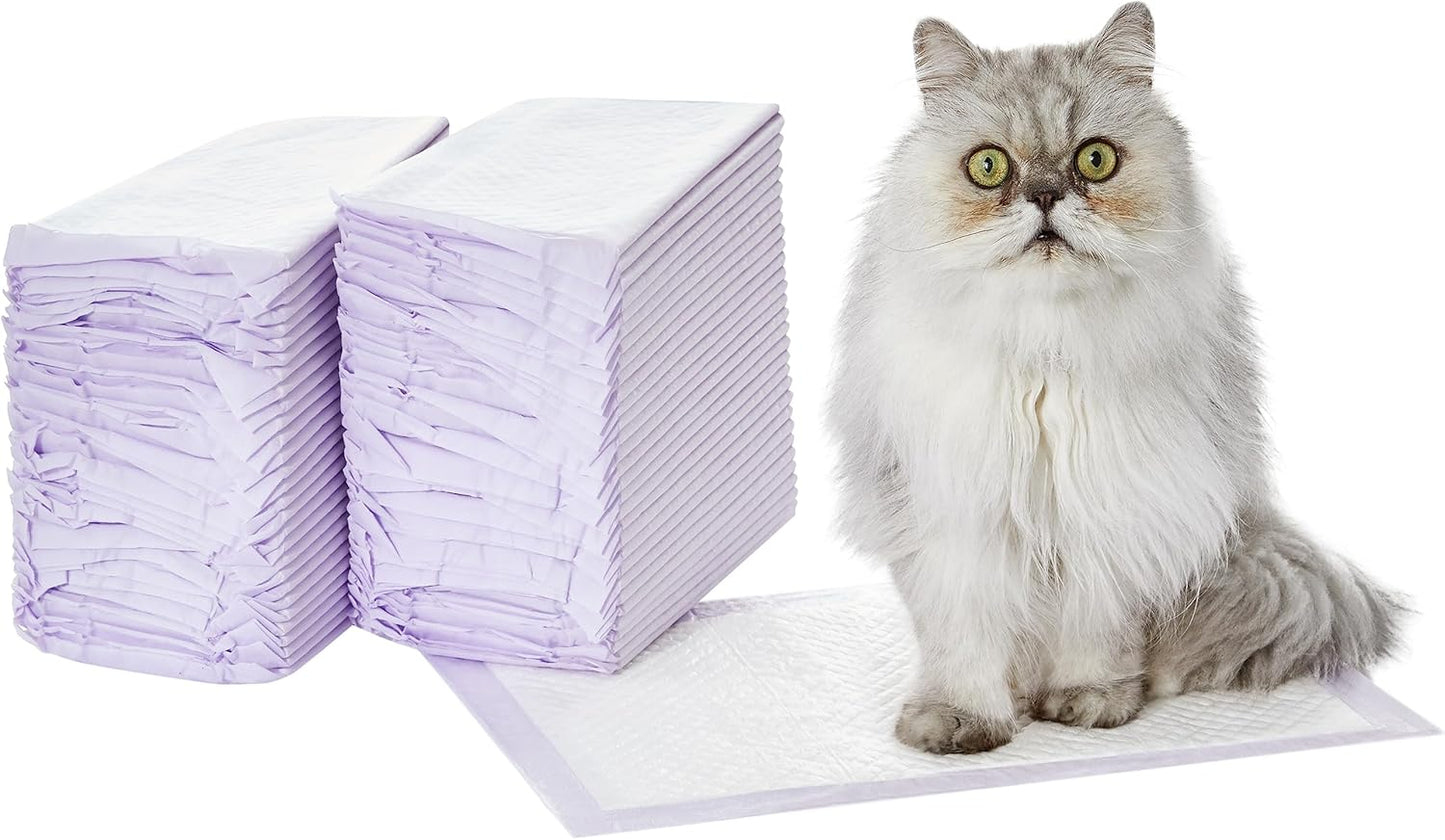 Basics Cat Pad Refills for Litter Box, Unscented, Pack of 40, Polyethylene, Purple and White