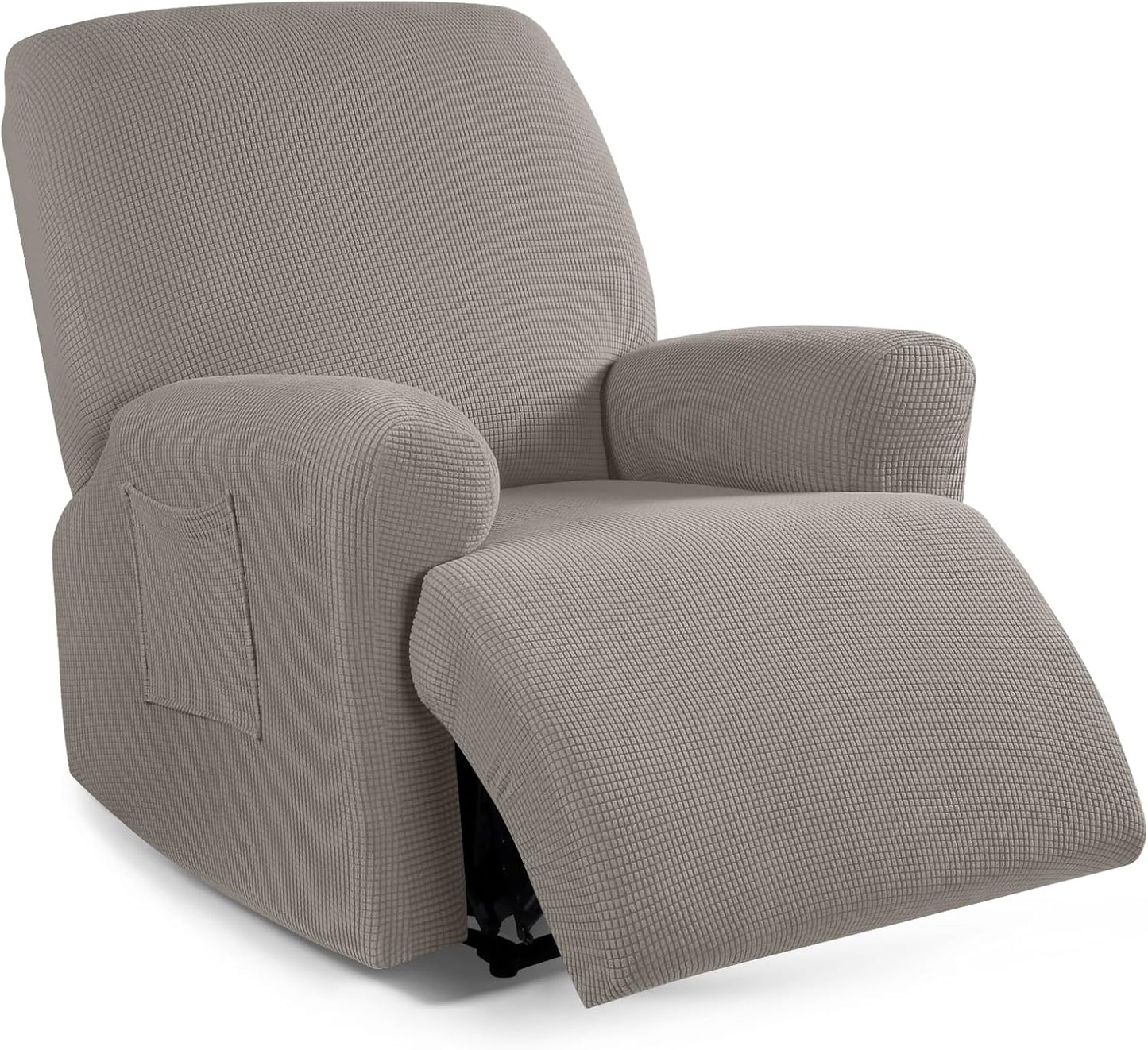 Recliner Sofa Covers 8-Pieces Stretch Large Couch Covers for 3 Seats Reclining Slipcovers Soft Jacquard Pattern Furniture Protector Black